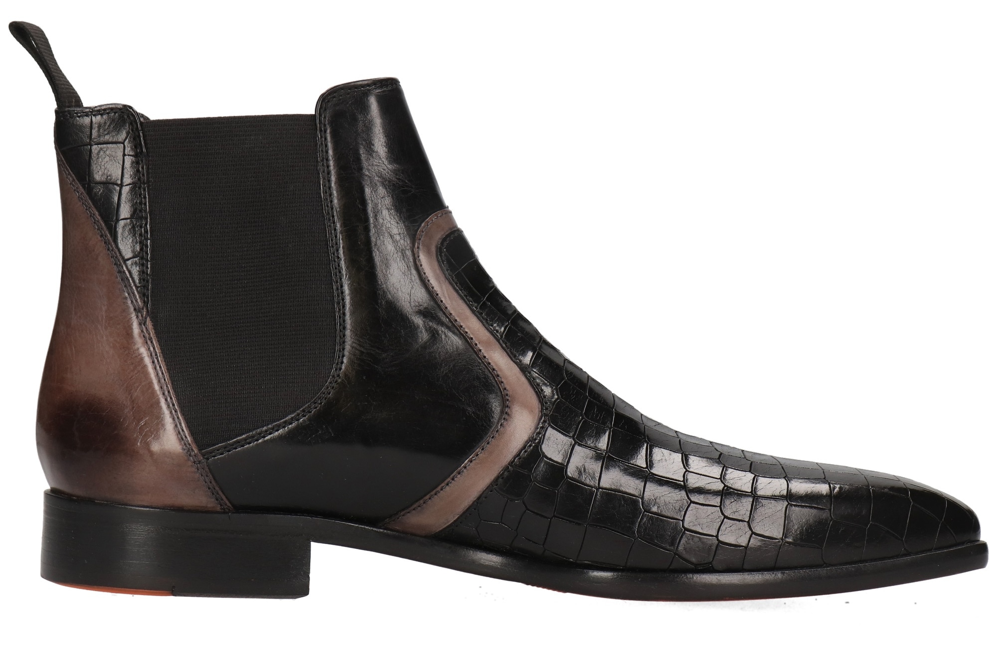 Melvin & Hamilton Chelseaboots »Lewis 26 - vegetabil gegerbt«, Stiefelette, Anzugschuh, Business Schuh mit Reptilien Prägung