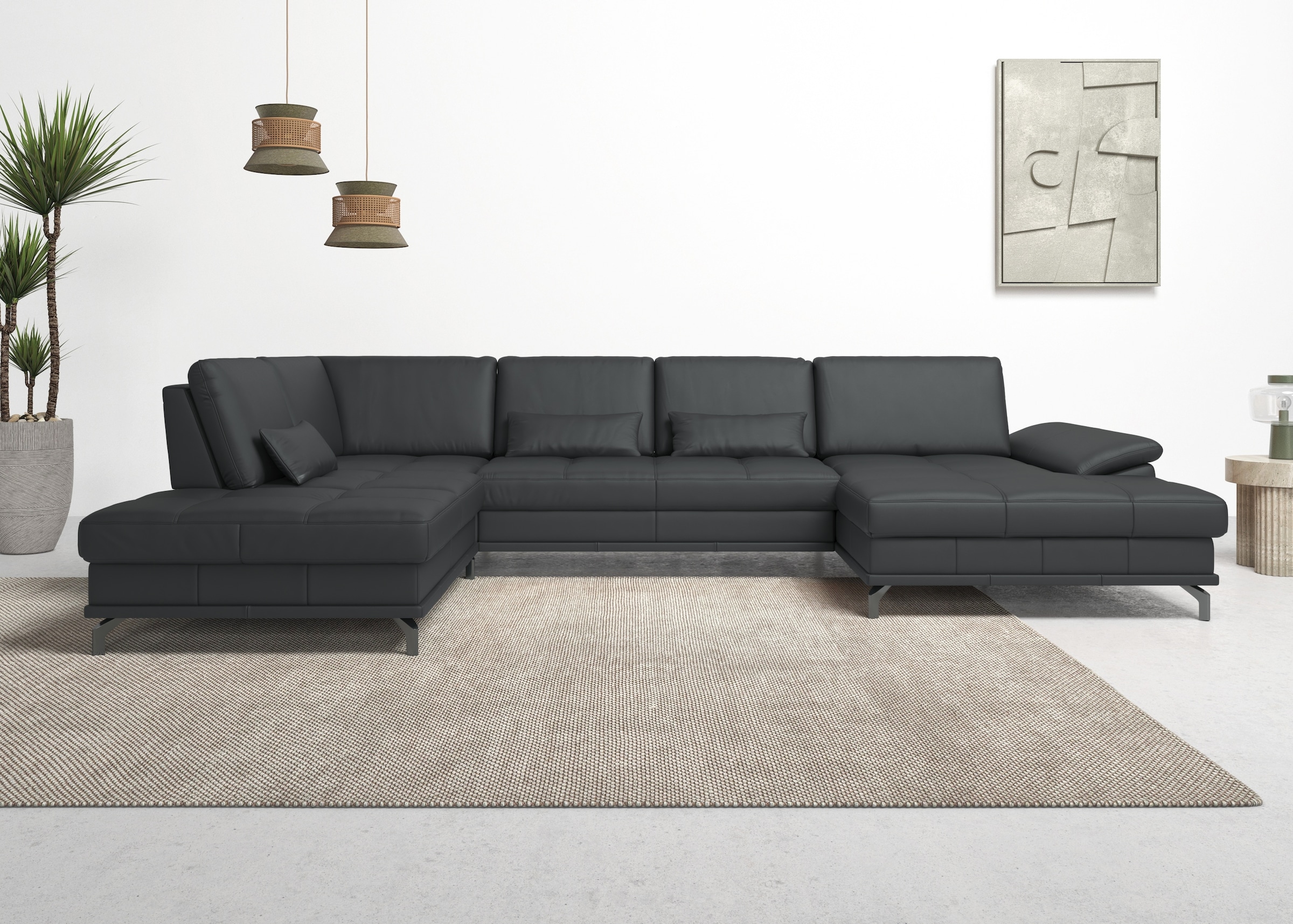 OTTO home Wohnlandschaft "Costello U-Form, B: 363 cm mit Sitztiefen-, Armteilverstellung &" 3 Nierenkissen, optional Schlaffunktion & Bettkasten