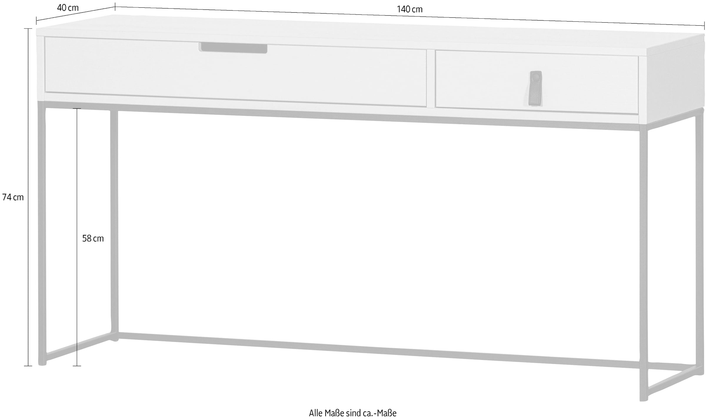 WOOOD Schreibtisch »Silas«, viel Stauraum, zwei Schubladen, H 74 cm x B 140 cm