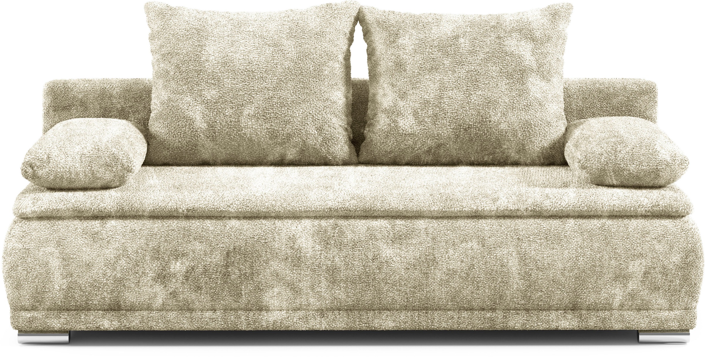 WERK2 Schlafsofa »Biggi, komfortabel & elegant, Schlaffunktion, Bettkasten, Breite 260cm«, inkl. losen Kissen, Bouclé APHRODITE, Natur