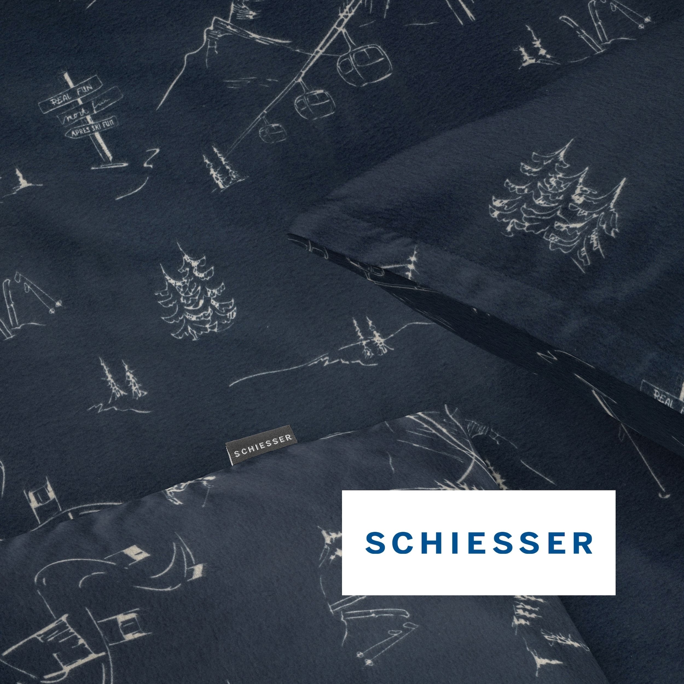 Schiesser Bettwäsche »Skiing aus weicher Baumwolle mit Winterprint« 2 OEKO-TEX® MADE IN GREEN