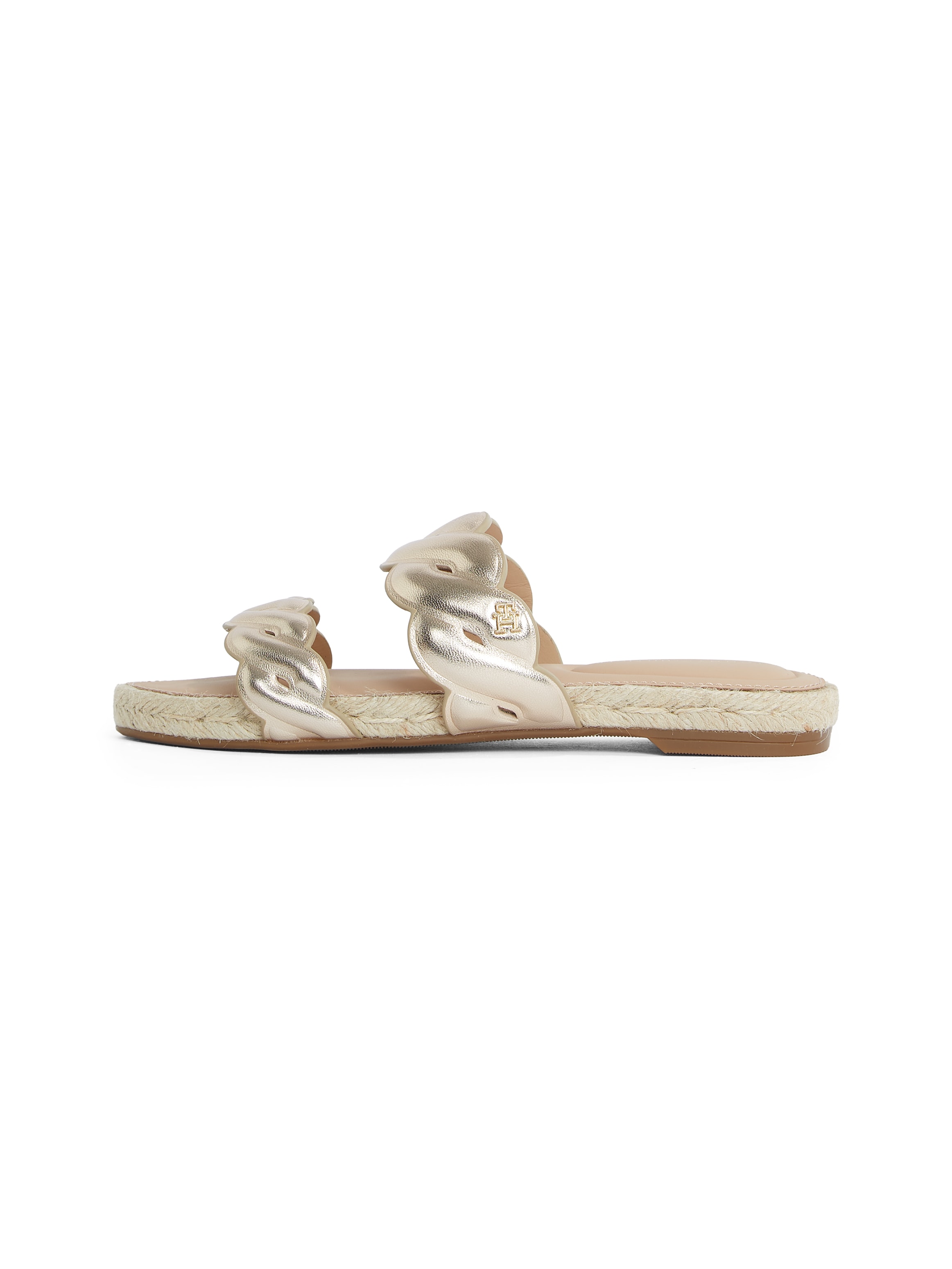 Tommy Hilfiger Pantolette »METALLIC ROPE ESPADRILLE MULE«, Plateau, Sommerschuh, Flats, Bequemschuh mit geschungener Bandage