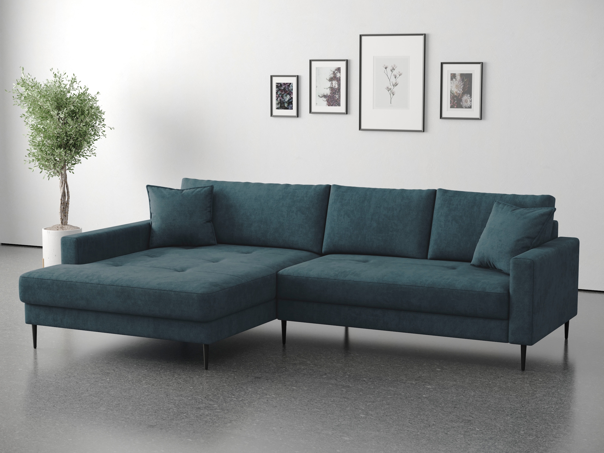 OTTO home Ecksofa "Summer L-Form, B: 280cm, in Cord & Struktur" wahlweise mit Kopfstützen, schwarze Metallfüße