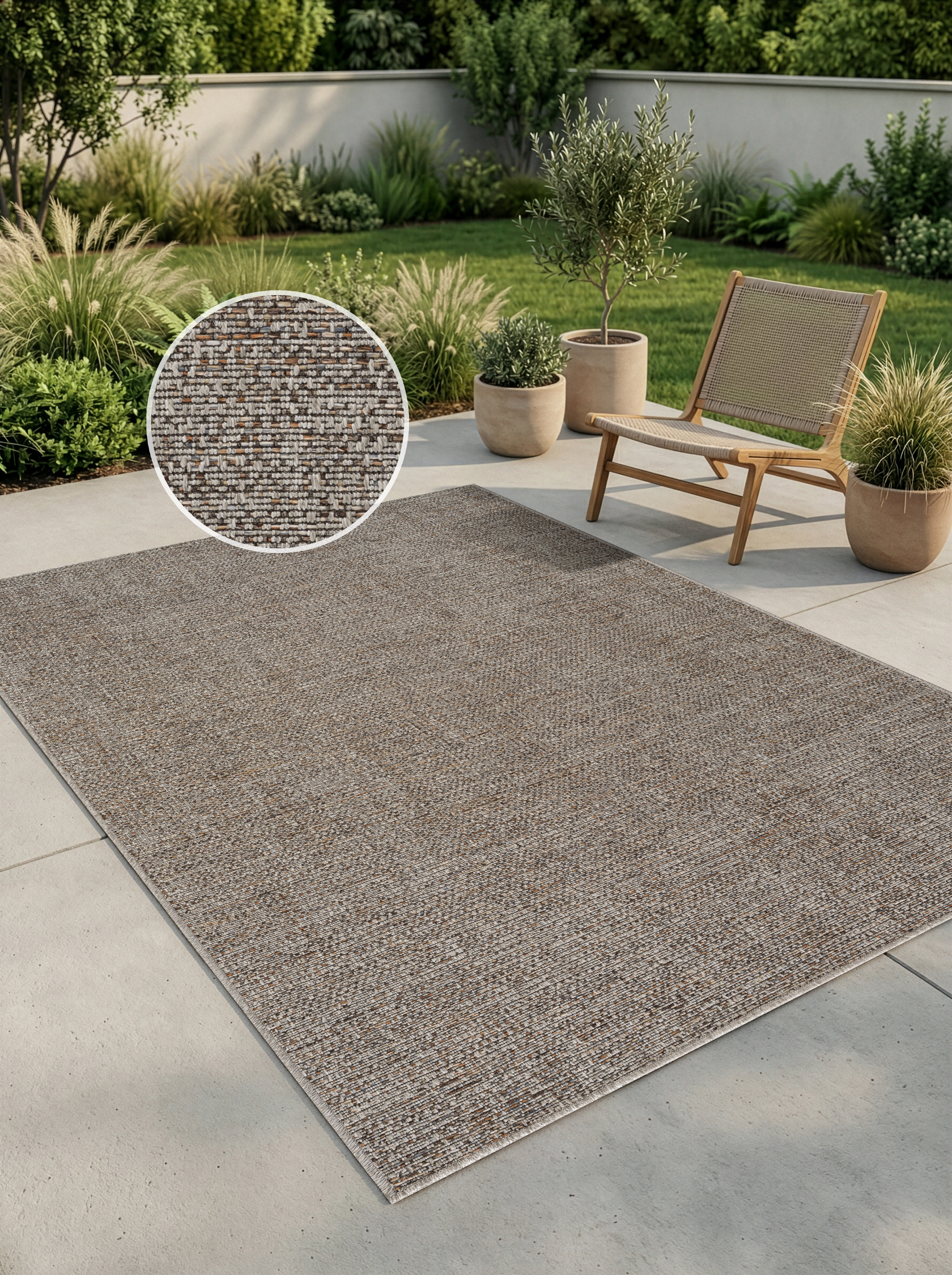 OTTO home Teppich "Lennor, In- und Outdoor geeignet, Balkon, Camping" rechteckig 8 mm Höhe Wetterfest & UV-beständig, meliert, Sisal-Optik, Esszimmer, Wohnzimmer