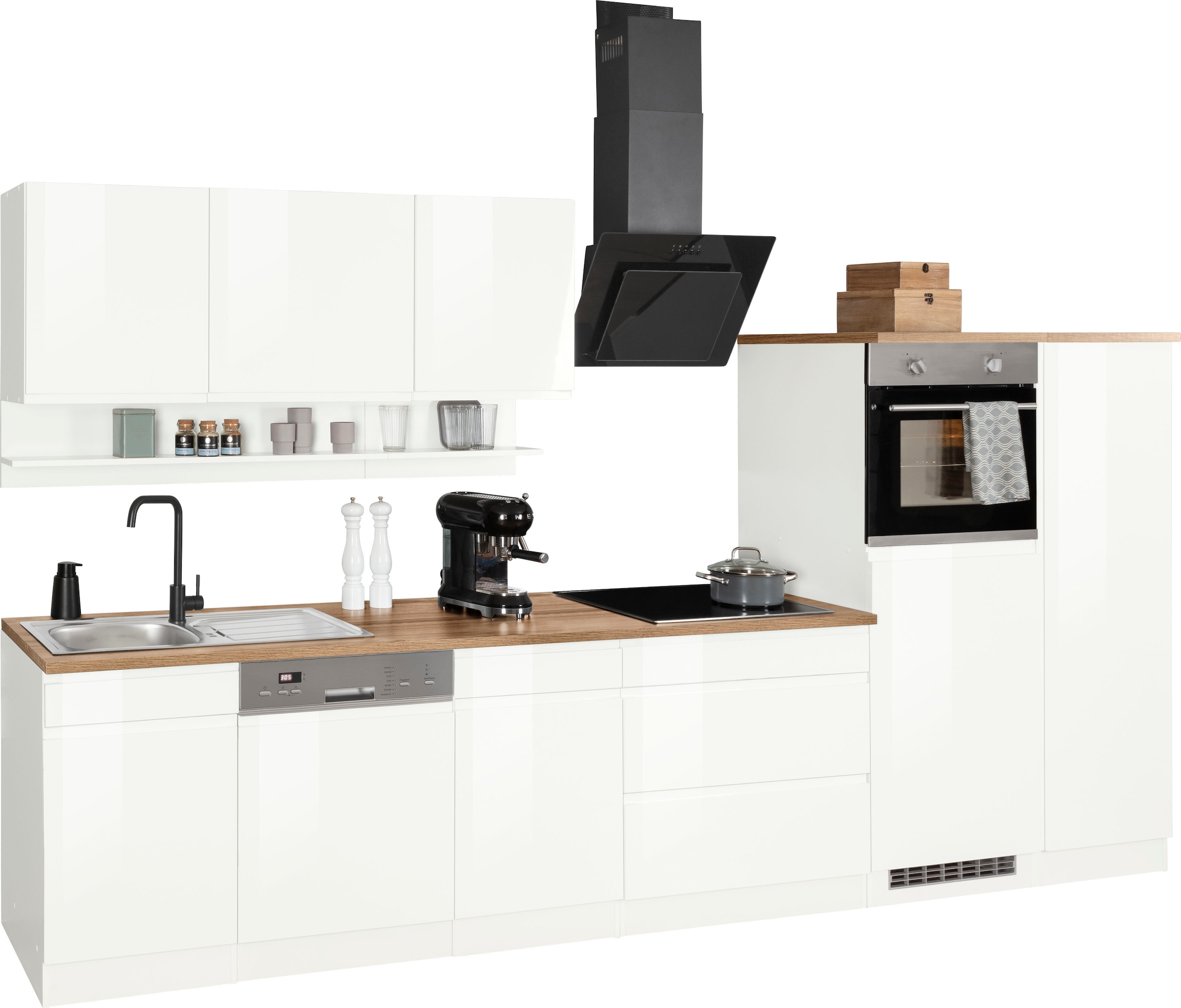 HELD MÖBEL Küchenzeile "Virginia", Breite 350 cm, ohne E-Geräte günstig online kaufen