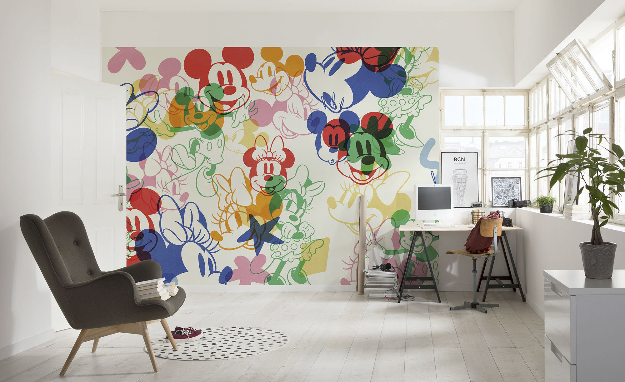 Komar Fototapete "Digitaldruck Vlies - Mickey and Minnie Mixture - Größe 400 x 250 cm" bedruckt glatt Kinderzimmer
