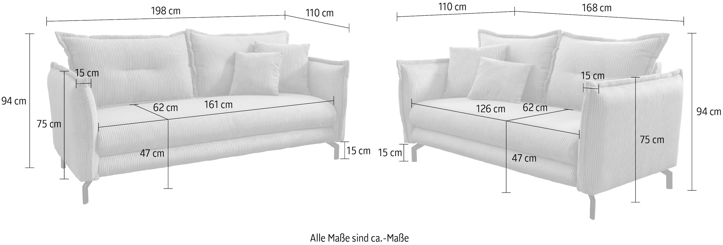 Home affaire Sitzgruppe »LAVA« 3-Sitzer und 2-Sitzer, 2 tlg. tlg.