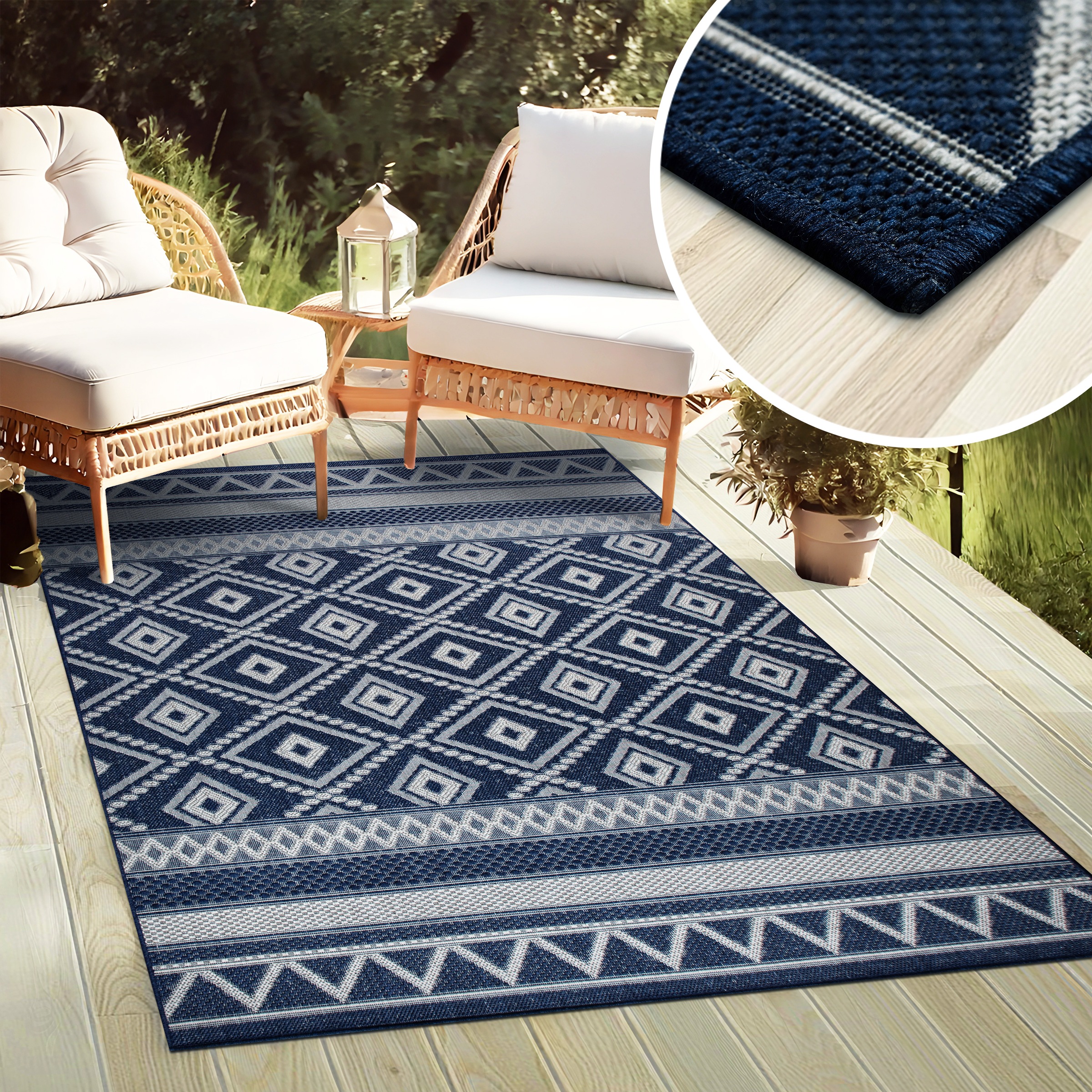 my home Teppich »Toronto auch als Läufer erhältlich«, rechteckig, 3 mm Höhe, In- und Outdoor geeignet, Sisal-Optik, Wetterfest & UV-beständig, Boho