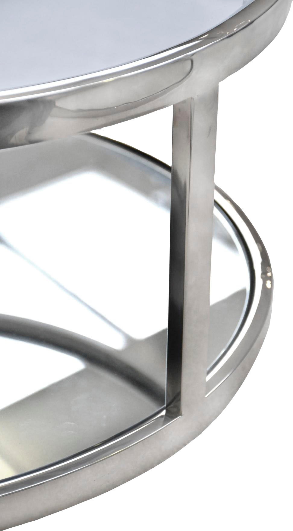 Thumbnail - Leonique Couchtisch, Couchtisch, 2 rund, Glas, Chromgestell, Sicherheitsglas, 90x35, 70x30