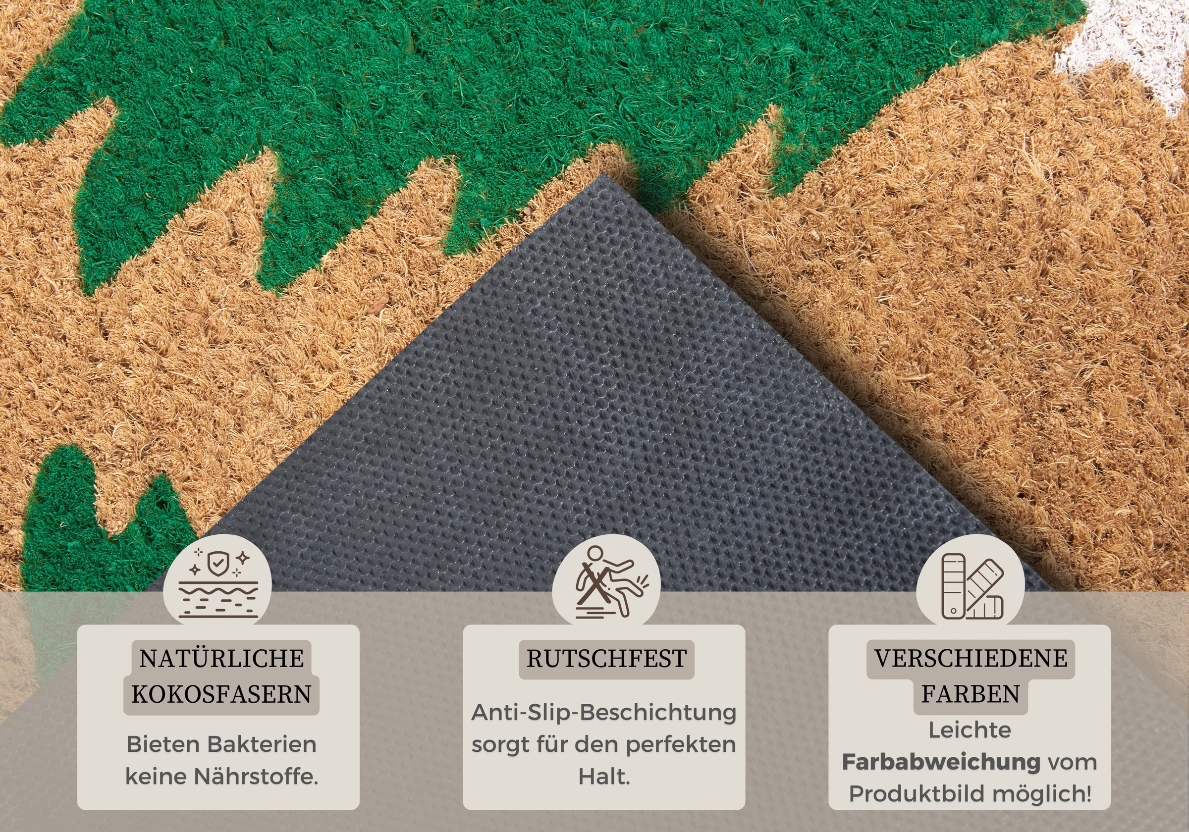 HANSE Home Fußmatte »Mix Mats Kokos Decorated Pine Trees, Türmatte«, rechteckig, 15 mm Höhe, Weihnachten, Schmutzfangmatte, Outdoor, Rutschfest, Innen, Kokosmatte