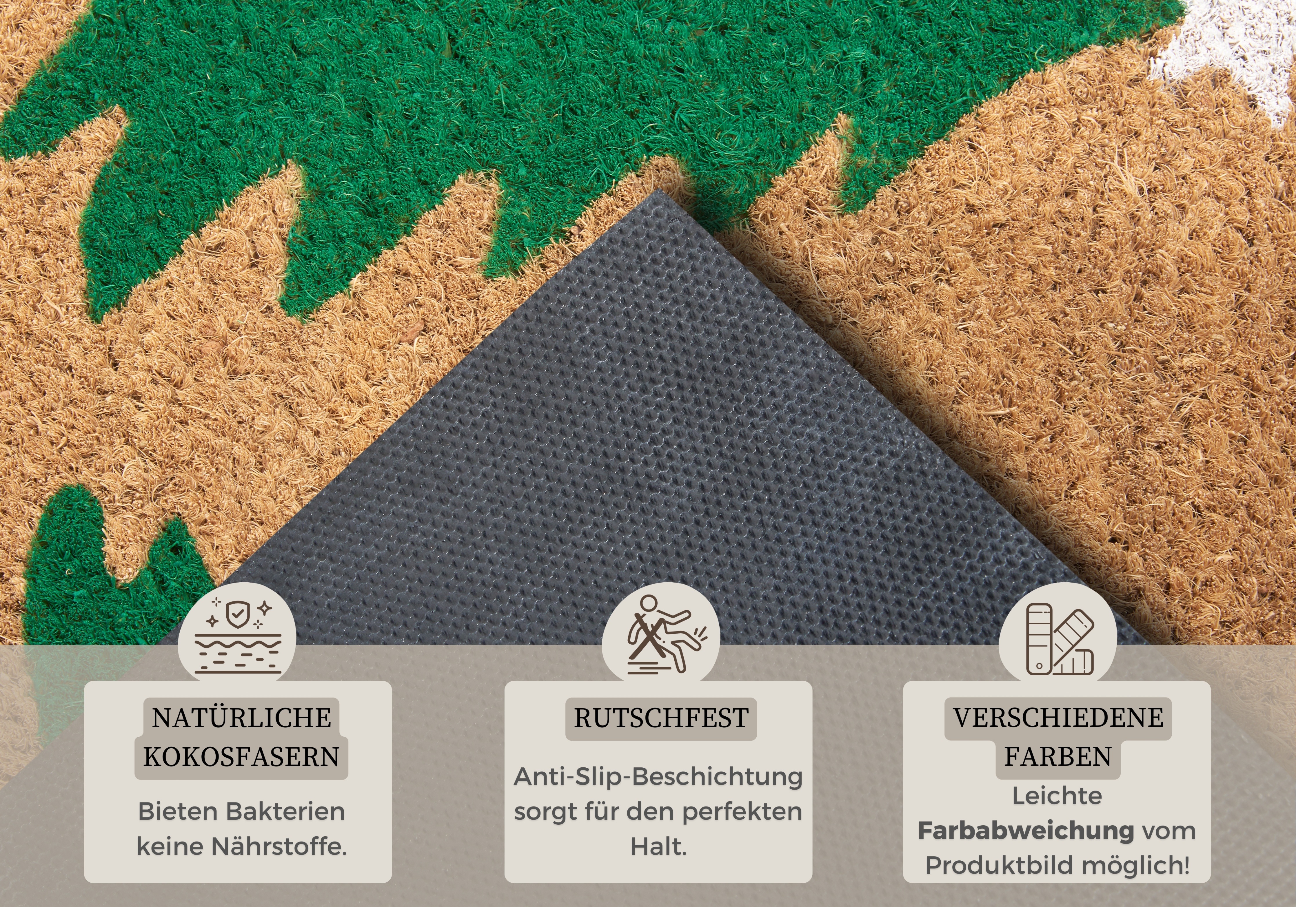 Thumbnail - HANSE Home Fußmatte "Mix Mats Kokos Decorated Pine Trees, Türmatte", rechteckig, 15 mm Höhe, Weihnachten, Schmutzfangmat...