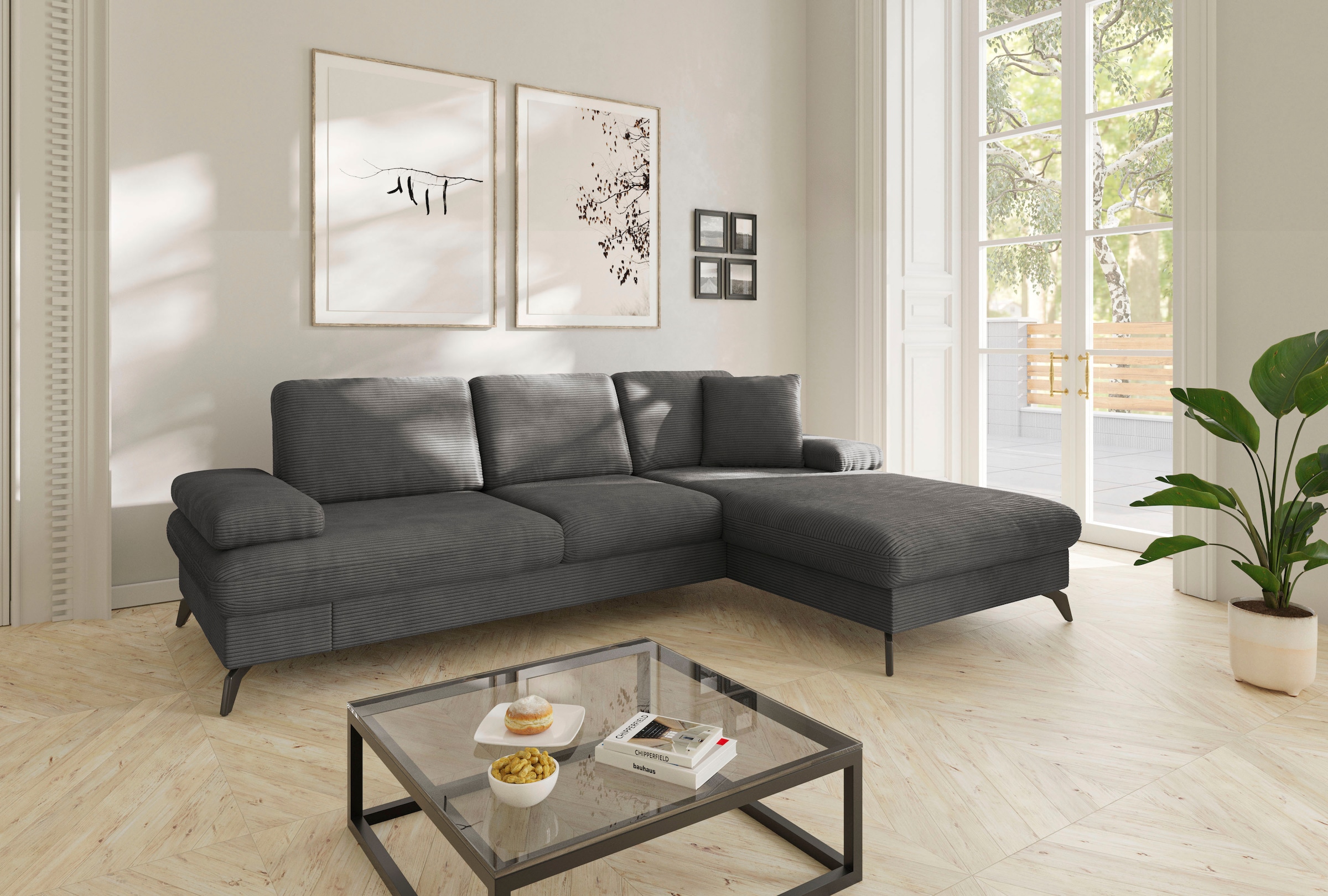 sit&more Ecksofa "Morris Jubi L-Form, B: 247 cm" mit Armteilfunktion & 1 Zierkissen, optional Schlaffunktion