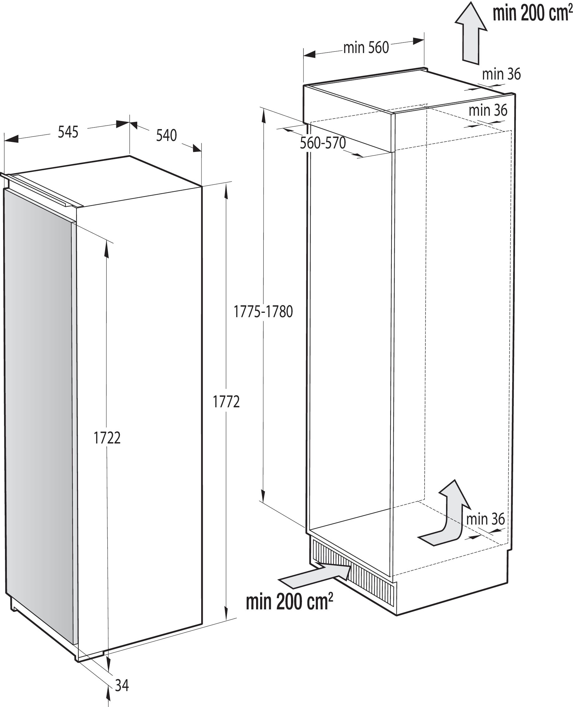 GORENJE Einbaukühlschrank »RI 418 EE0«, RI 418 EE0, 177,2 cm hoch, 54 cm breit, 301 Liter Volumen