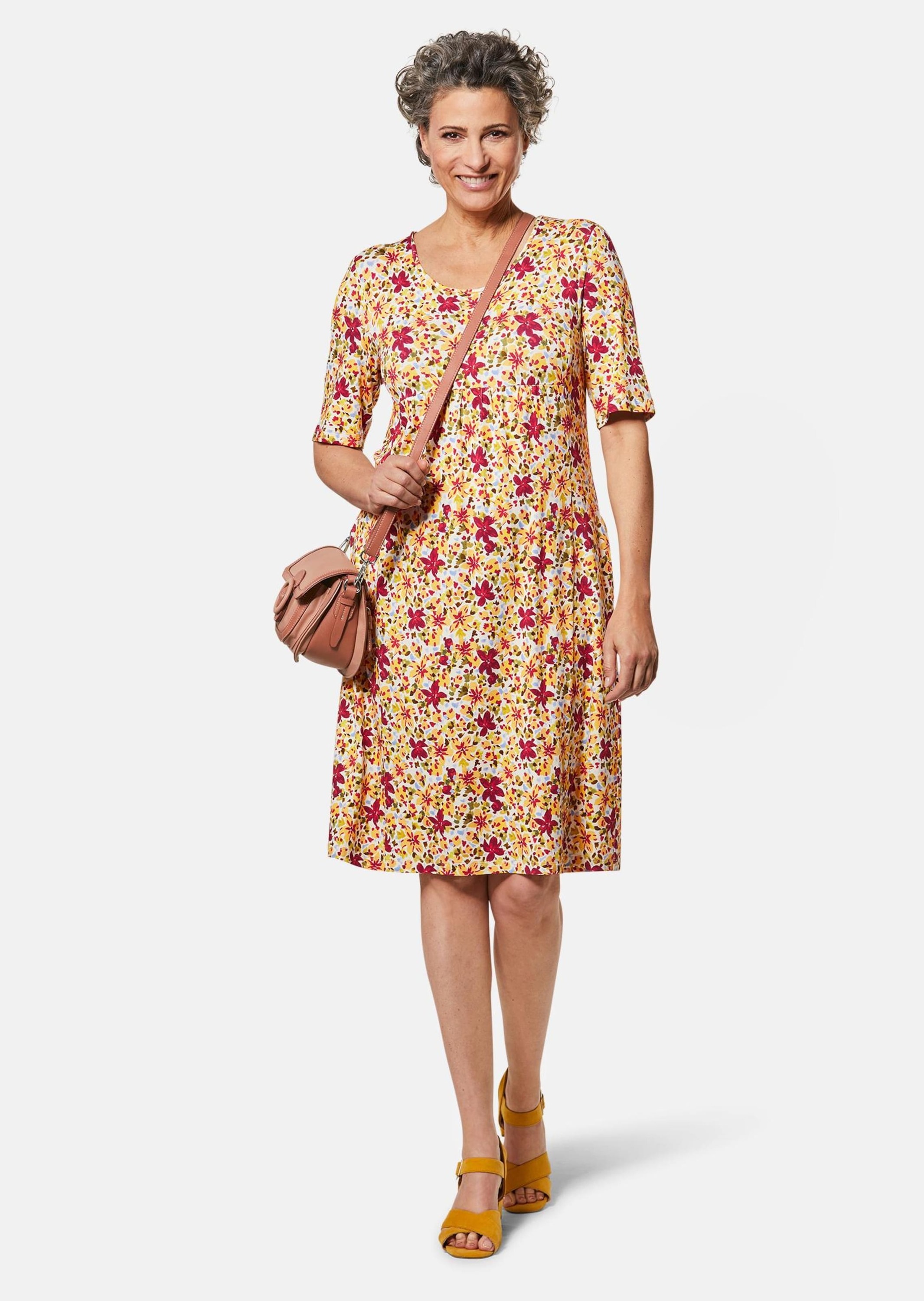 GOLDNER Druckkleid "Elastisches Jerseykleid mit modischem Druck" Applikatio günstig online kaufen