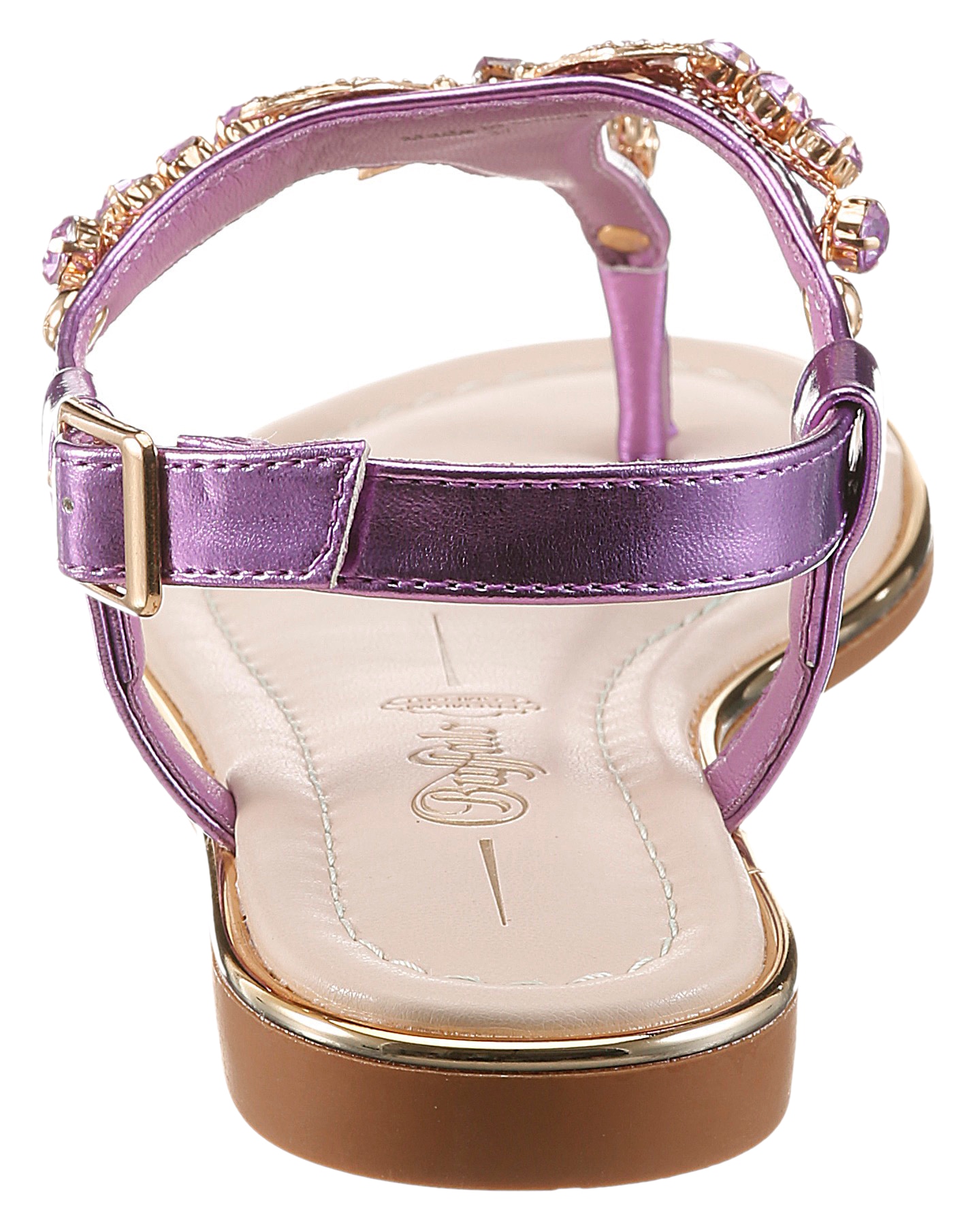 Buffalo Riemchensandale  Sommerschuh, Zehentrenner mit funkelnden Schmucksteinen besetzt