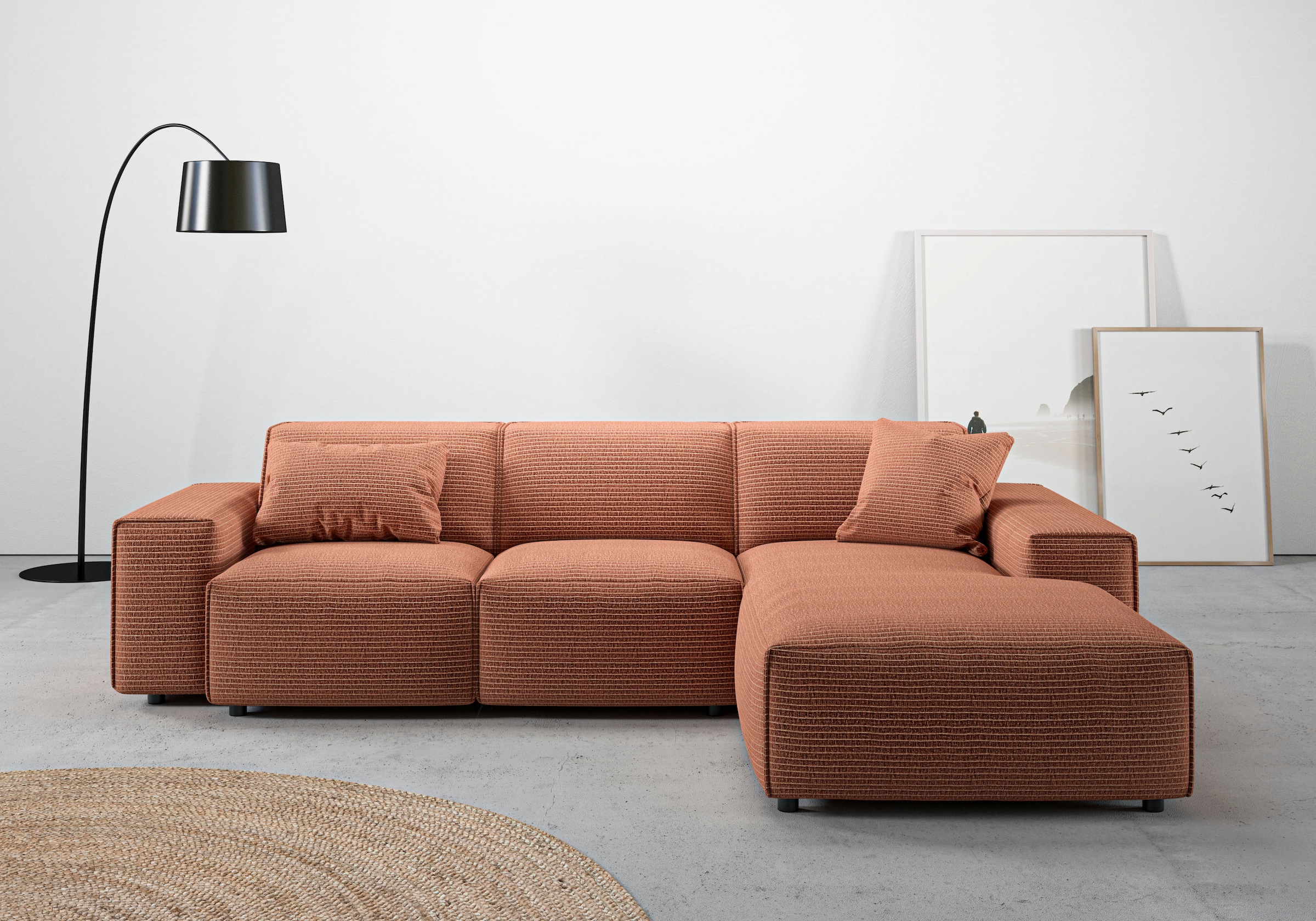 Home affaire Ecksofa "Glimminge L-Form auch in Breitcord, Feincord + Easy care-Bezug," Breite 264, Zierkissen