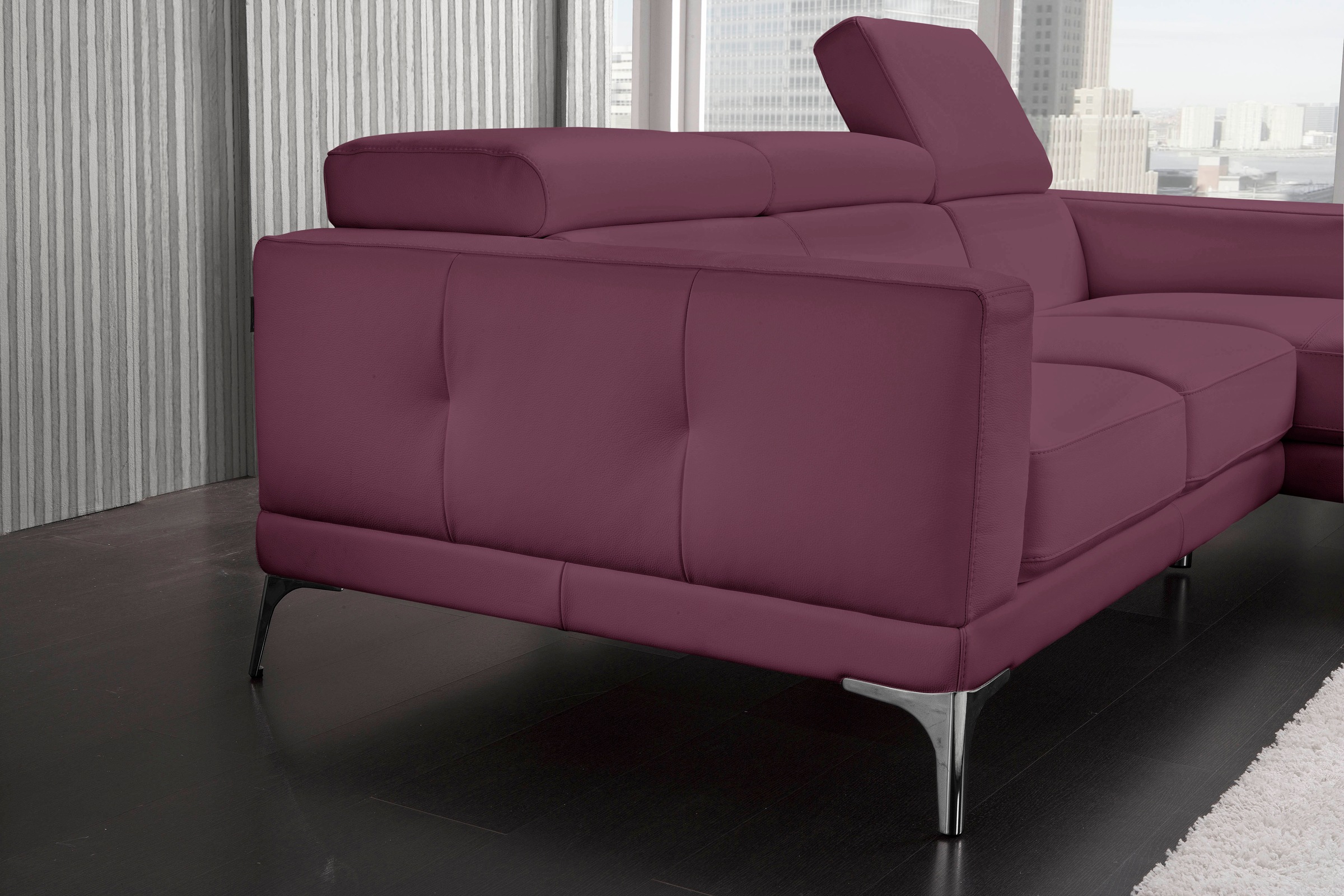 Egoitaliano Ecksofa »Claudie, Designsofa mit extrakomfortablem Sitzkomfort«, Inkl. Kopfteilverstellung, L-Form