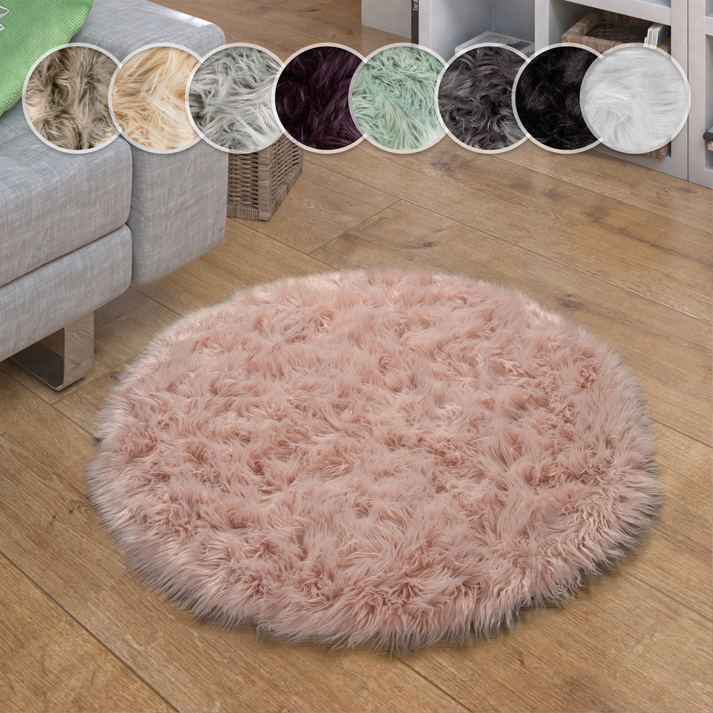 Paco Home Fellteppich "Playa 960" rund 64 mm Höhe Kunstfell, Flokati-Optik, günstig online kaufen