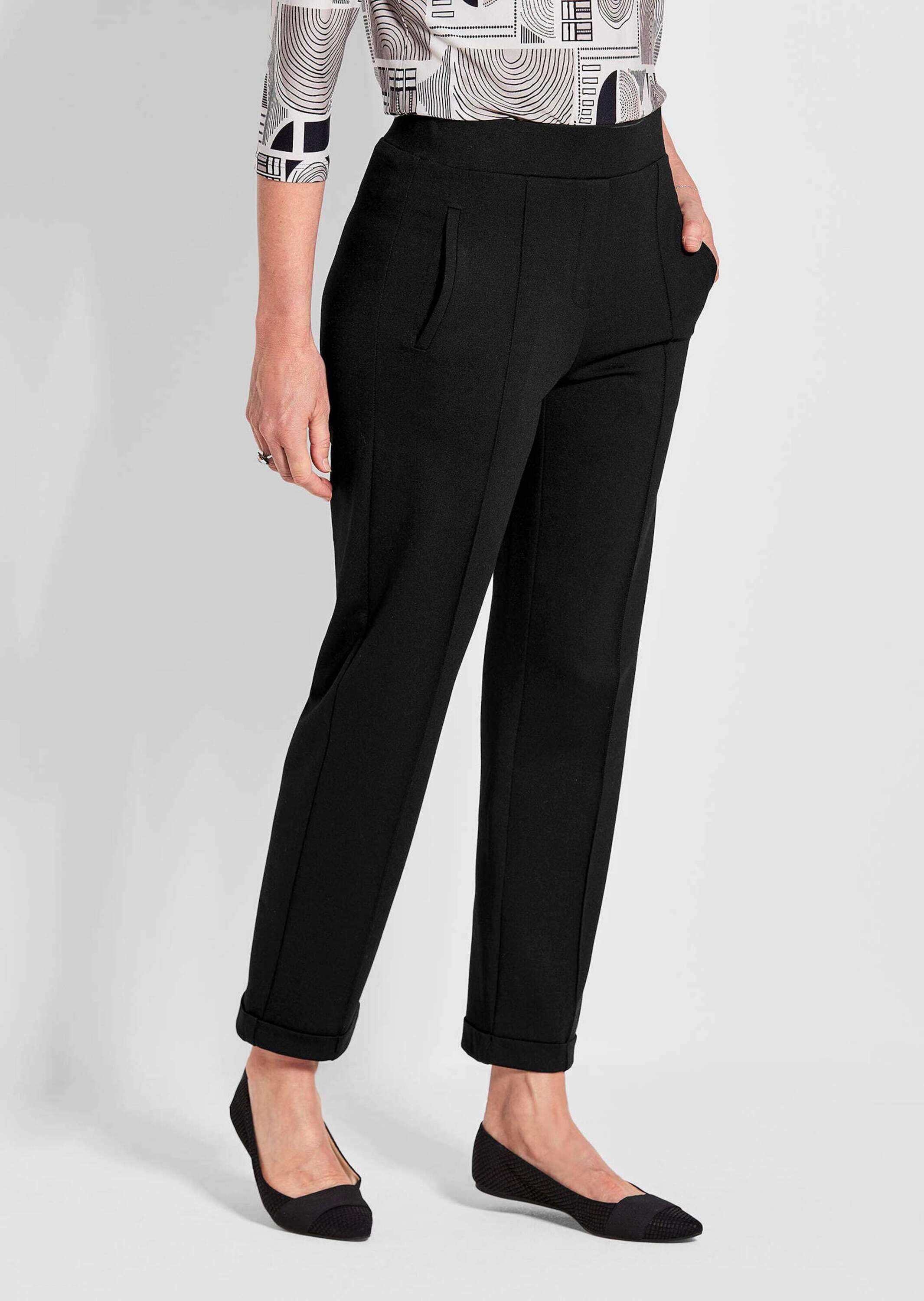 Schlupfhose GOLDNER "Blaue Jerseyhose CARLA aus Viskosemix", Damen, Gr. 46, N-Gr, schwarz, Obermaterial: 67% Viskose CV. 27% Polyamid PA. 6% Elasthan EL., Hosen Schlupfhose 2