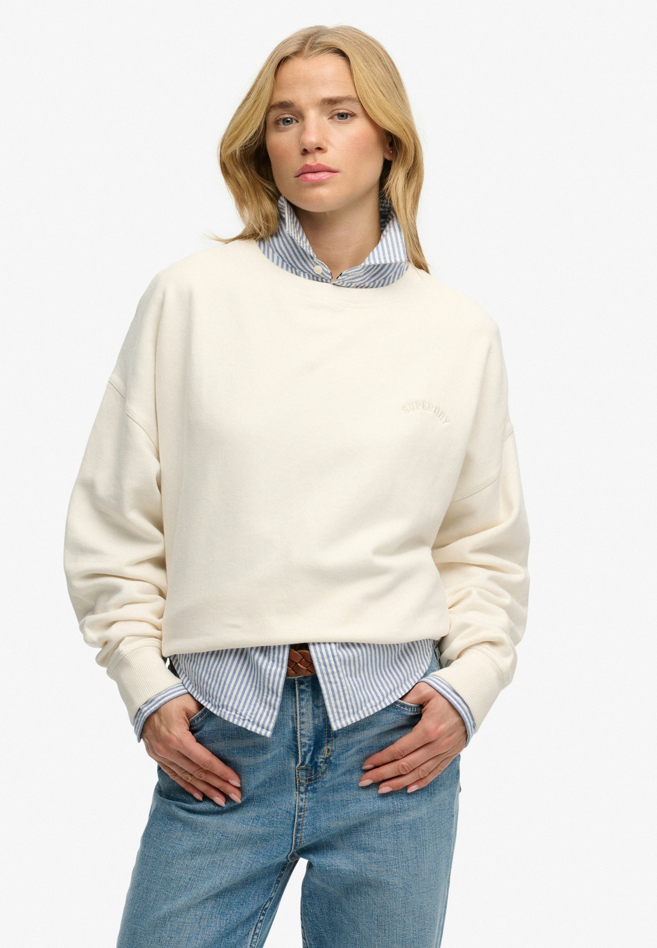 Superdry Sweatshirt "Essential Logo Crew", Aus Baumwolle Und Sweatware, Oversize Passform, Mit Rundhalsausschnitt