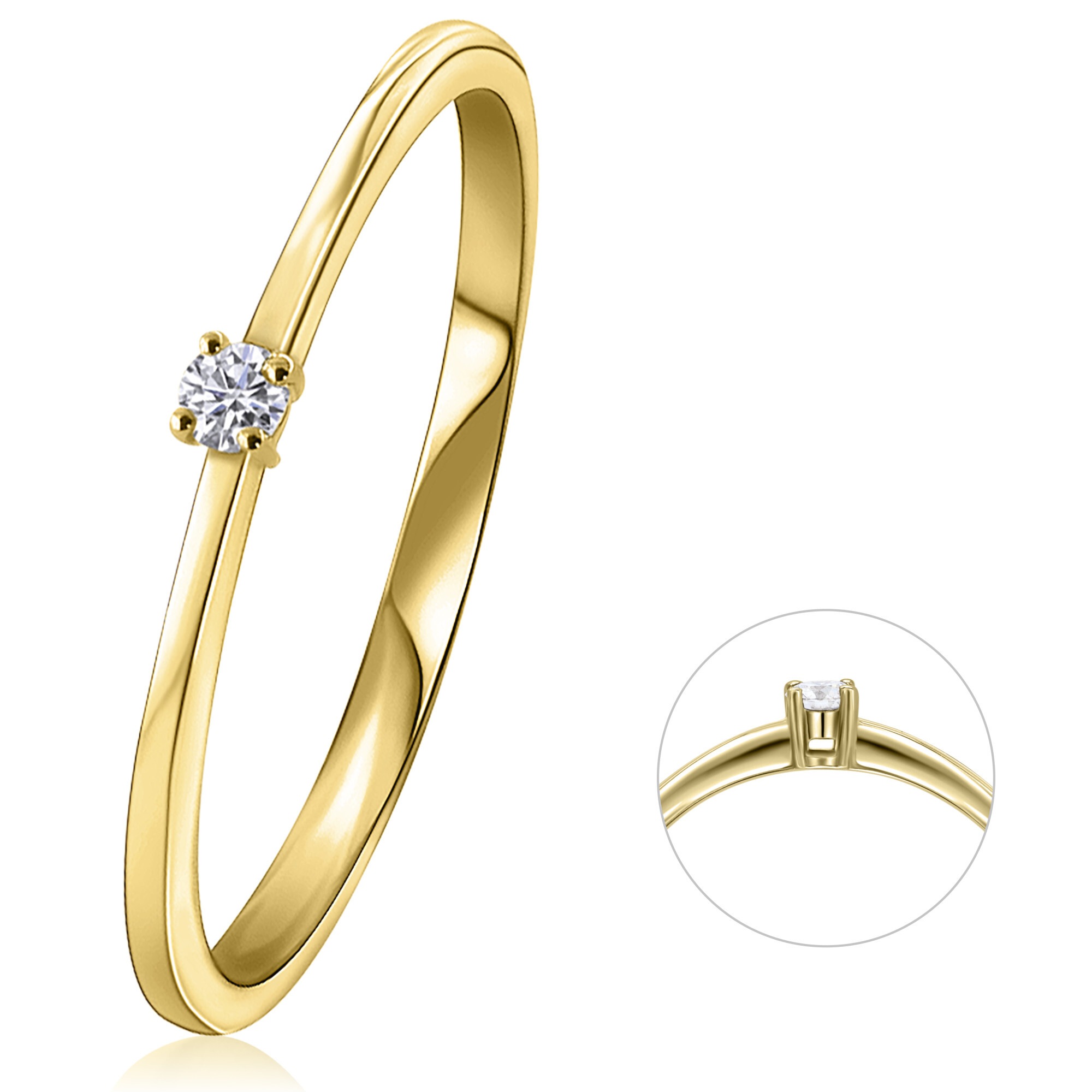 ONE ELEMENT Diamantring »0,03 ct Diamant Brillant Ring aus 585 Gelbgold«, Damen Gold Schmuck