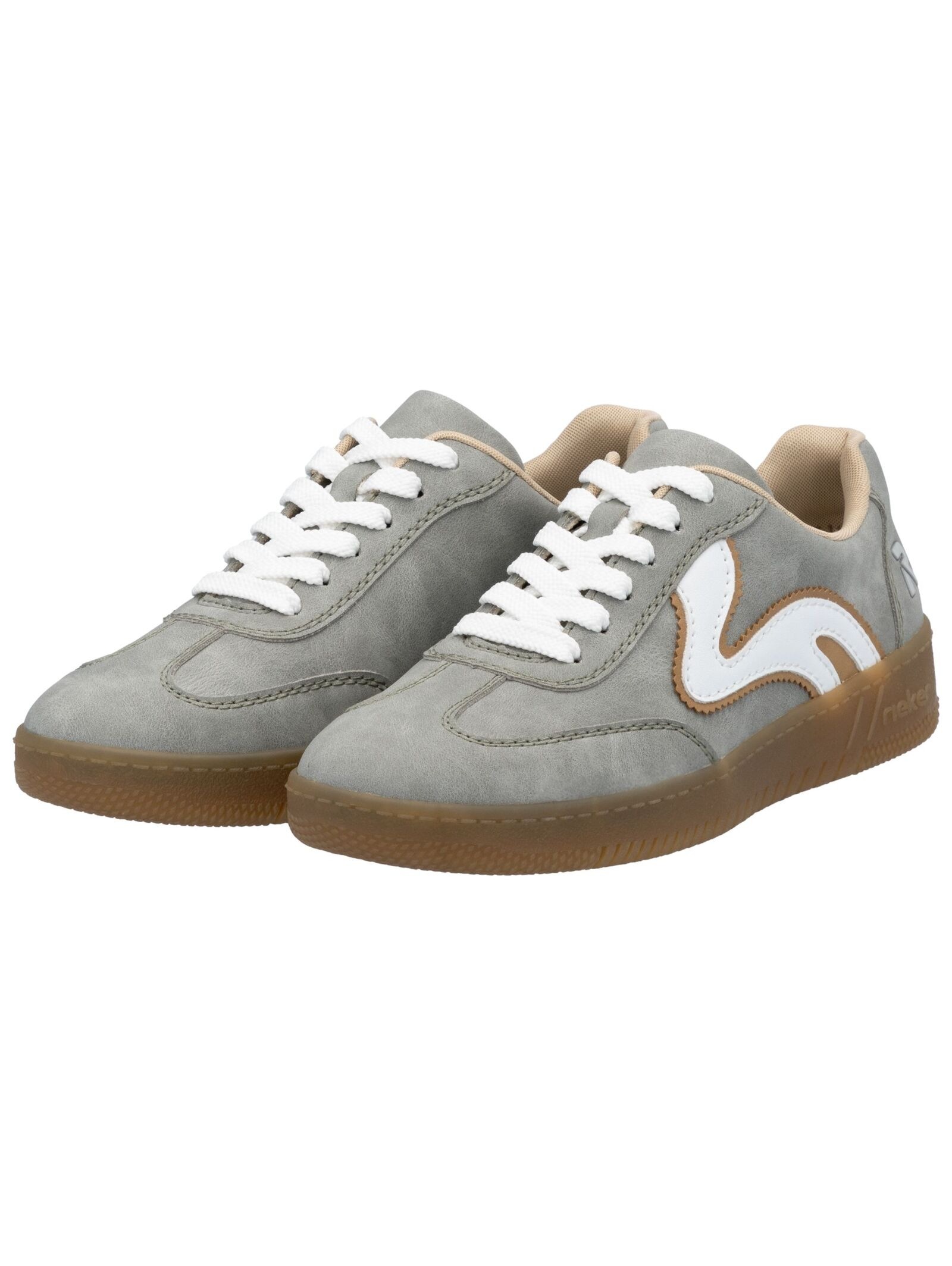 Sneaker RIEKER "Rieker Sneaker Veloursleder/Textil", Damen, Gr. 37, weiß (grau, weiß), Textil, Veloursleder, Schuhe Sneaker 3