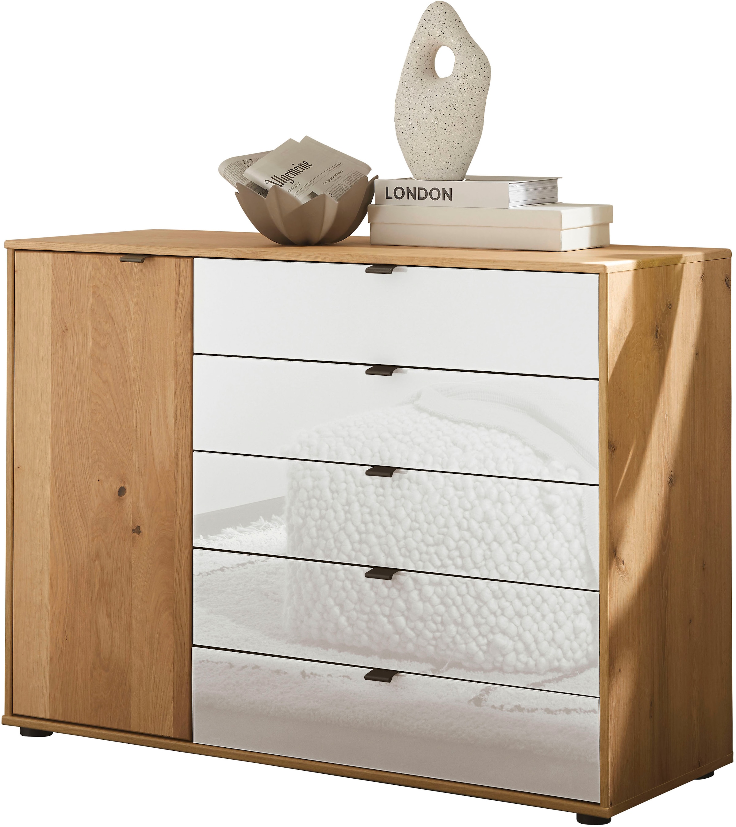 WIEMANN Kombikommode "Cardiff Sideboard, Wäscheschrank, teilmassiv Bianco-E günstig online kaufen