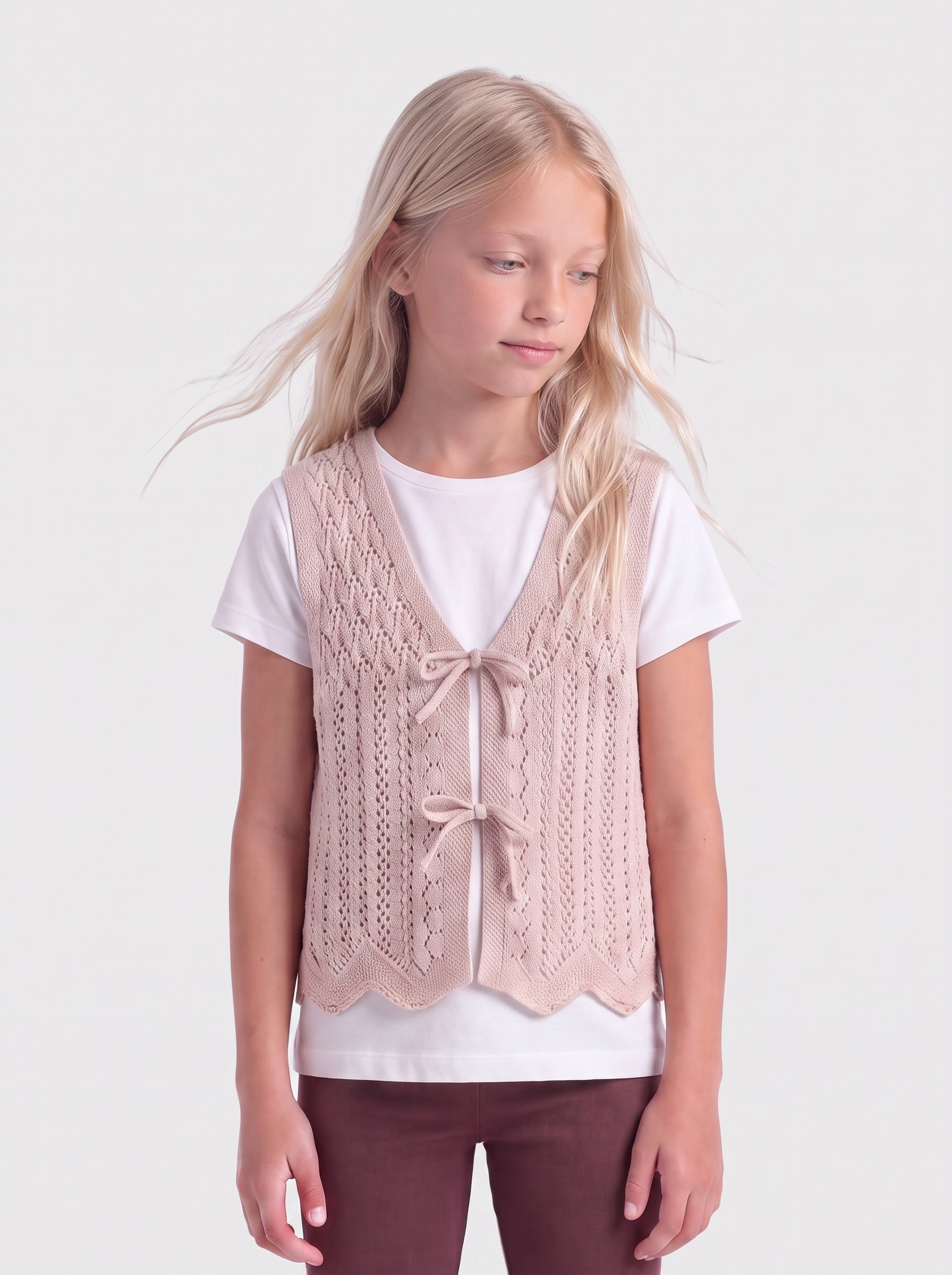 KIDS ONLY Ajourstrickjacke »KOGNOLA LIFE SL TOP KNT« ärmellos, Ajourmuster