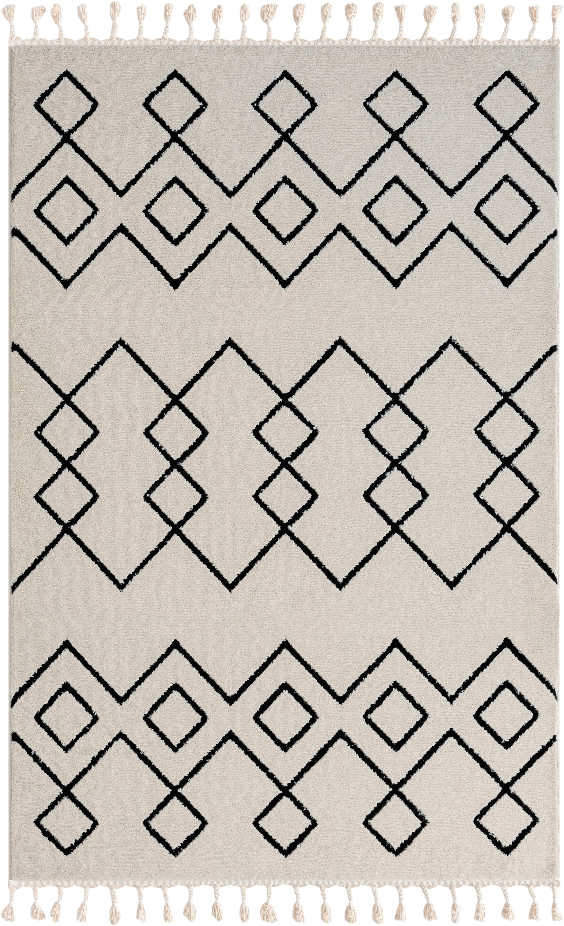 Myflair Möbel & Accessoires Hochflor-Teppich »Moroccan Mural«, rechteckig, 24 mm Höhe, modern, marokkanisches Design, flauschig weich, mit Fransen