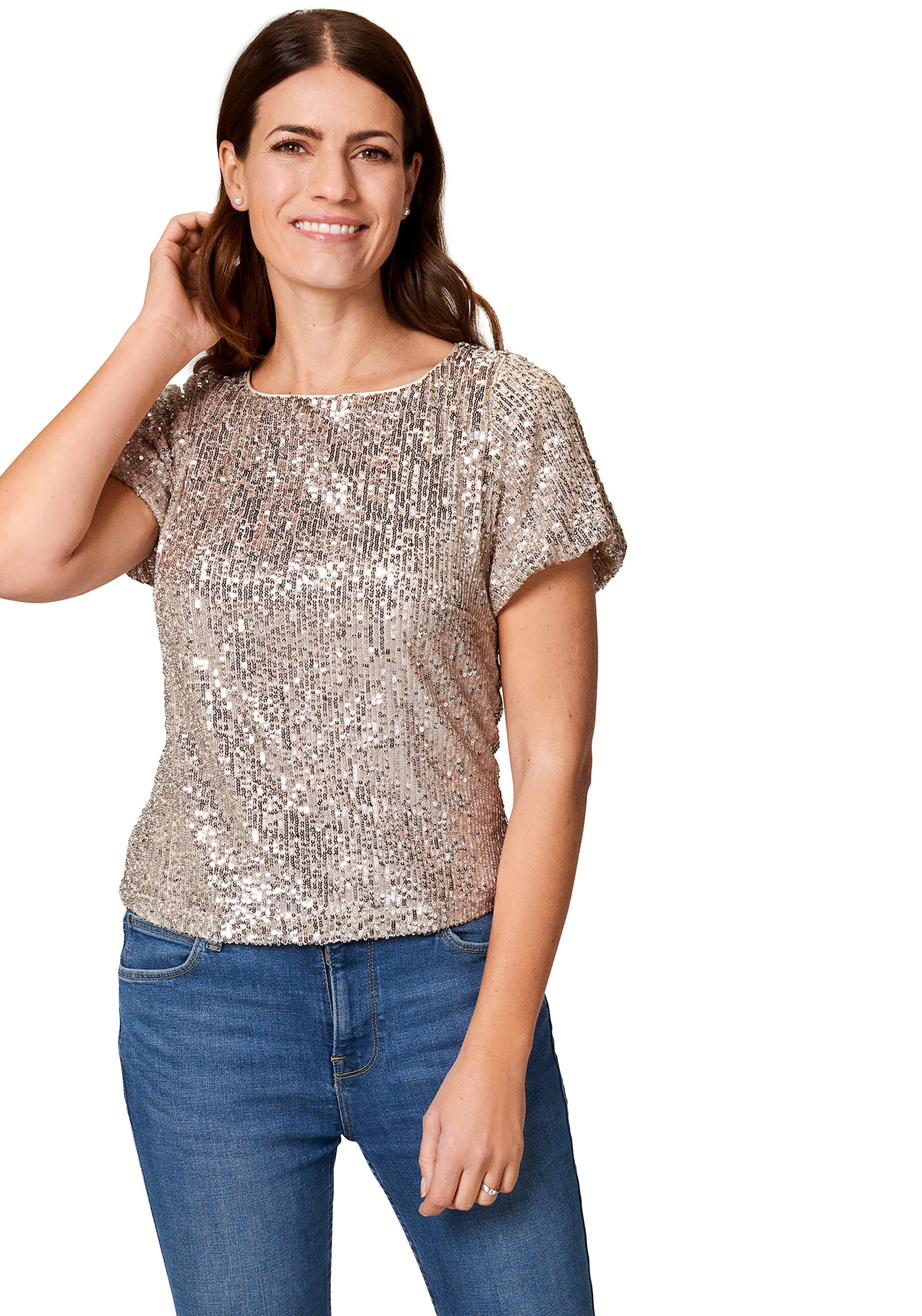 select! By Hermann Lange T-Shirt »Gabrielle«, mit Pailletten besetzt online  kaufen | BAUR