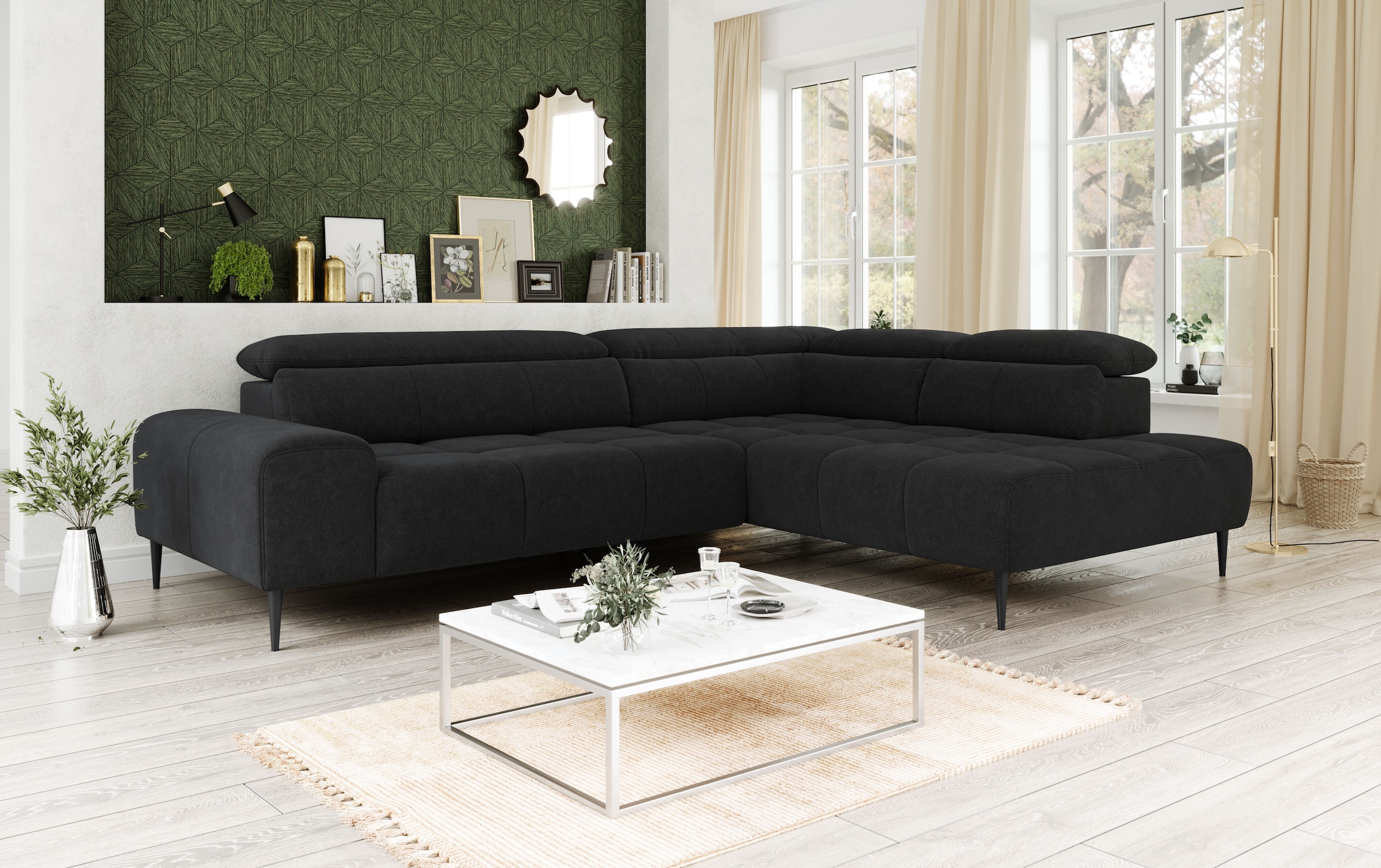 OTTO home Ecksofa "Theo L-Form, B: 298 cm" mit Kopfteilverstellung, optional Sitztiefenverstellung