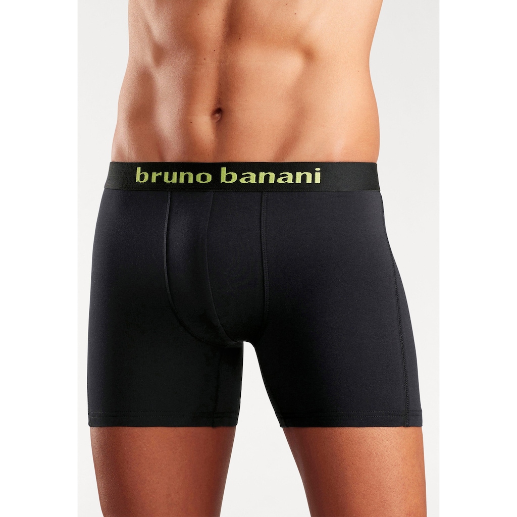 Bruno Banani Langer Boxer »Unterhose für Herren«, (Packung, 4 St.), mit auffälligem Logobund