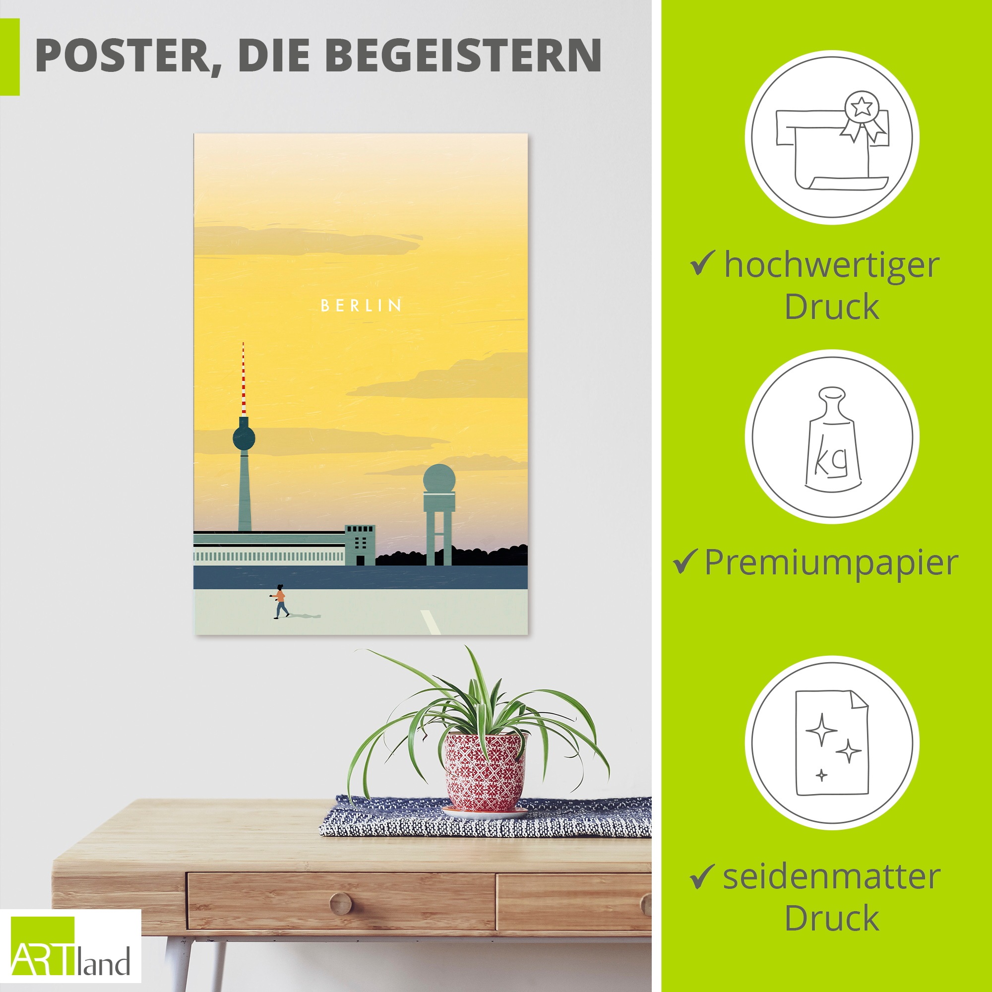 Artland Wandbild »Berlin« 1 Stk. tlg. als Alubild, Leinwandbild, Poster, Wandaufkleber in verschied. Größen