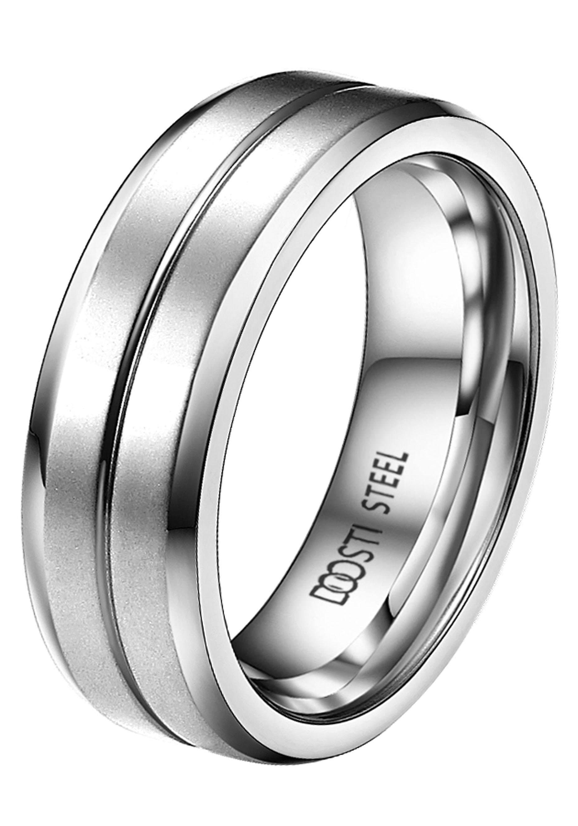 DOOSTI Trauring »Schmuck Geschenk Edelstahl Trauring Ehering Partnerring LIEBE«, Made in Germany - wahlweise mit oder ohne Zirkonia