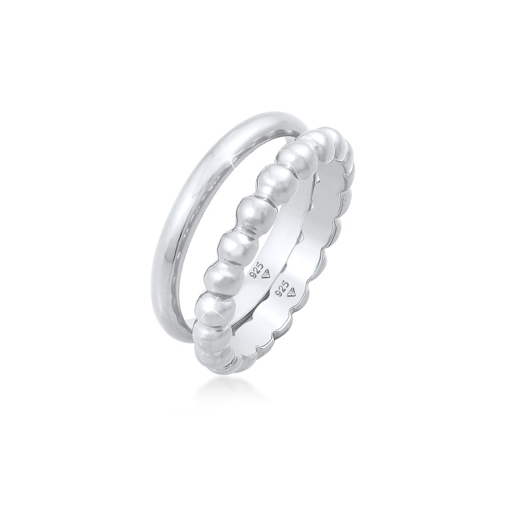 Elli Ring-Set »Bandring Basic Kugel Design (2 tlg.) 925 Silber«