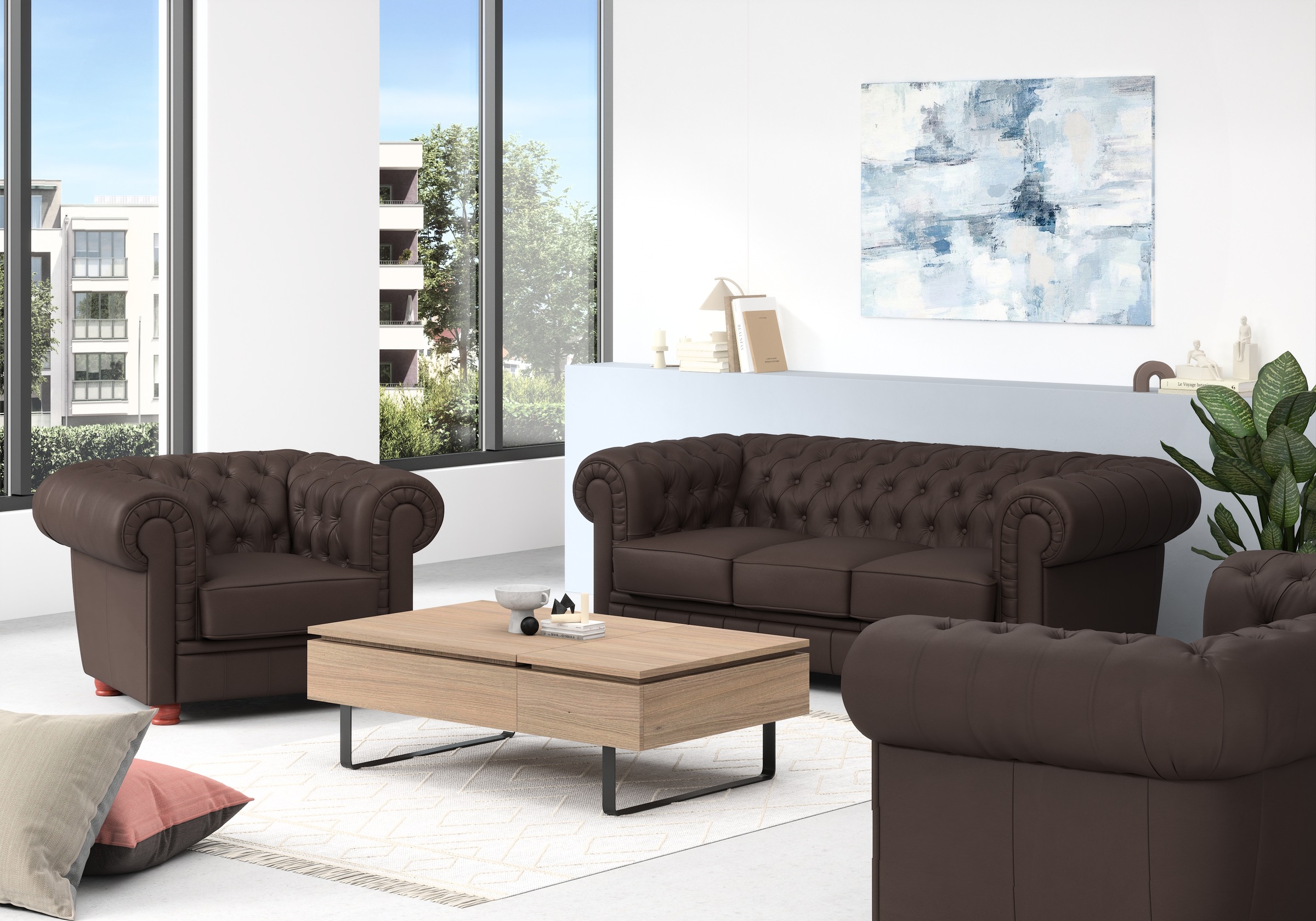 Max Winzer® Chesterfield-Sofa »Kent edel und bequem, tolle Detailverarbeitung, komfortable Armlehnen«, 3-Sitzer mit aufwendiger Knopfheftung, Breite 205 cm
