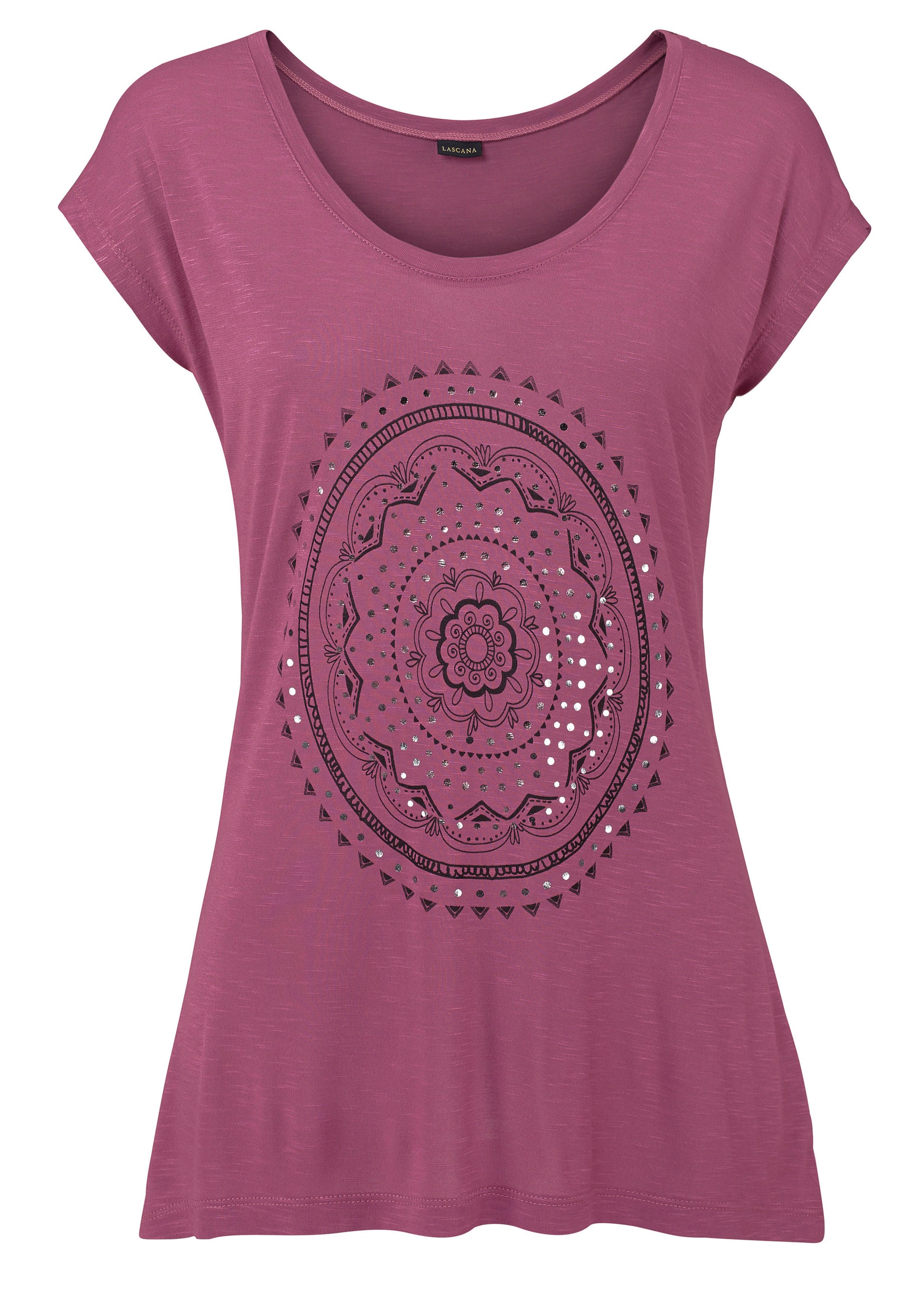LASCANA Strandshirt mit Print und glänzendem Effekt, Ethno-Look, casual günstig online kaufen