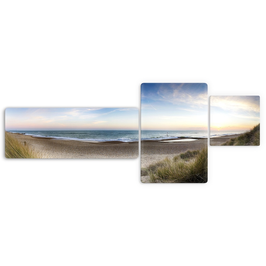 Wall-Art Glasbild »Strandpanorama«, Blumen, Glasposter modern