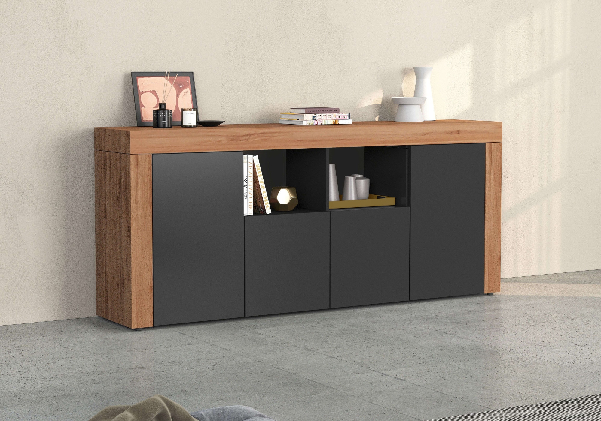 INOSIGN Sideboard "CHRONOS Breite 200 cm mit 4 Türen, 2 offene und 8 geschl günstig online kaufen