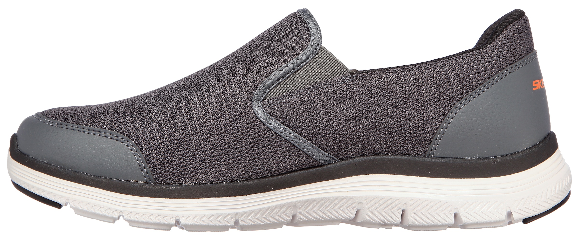 Slip-On Sneaker SKECHERS "FLEX ADVANTAGE 4.0", Herren, Gr. 39, bunt (anthrazit, orange), Synthetik, Textil, Schuhe Modernsneaker Sneaker low, Slipper, Schhlupfschuh, Komfortschuh mit Air Cooled Memory Foam 3