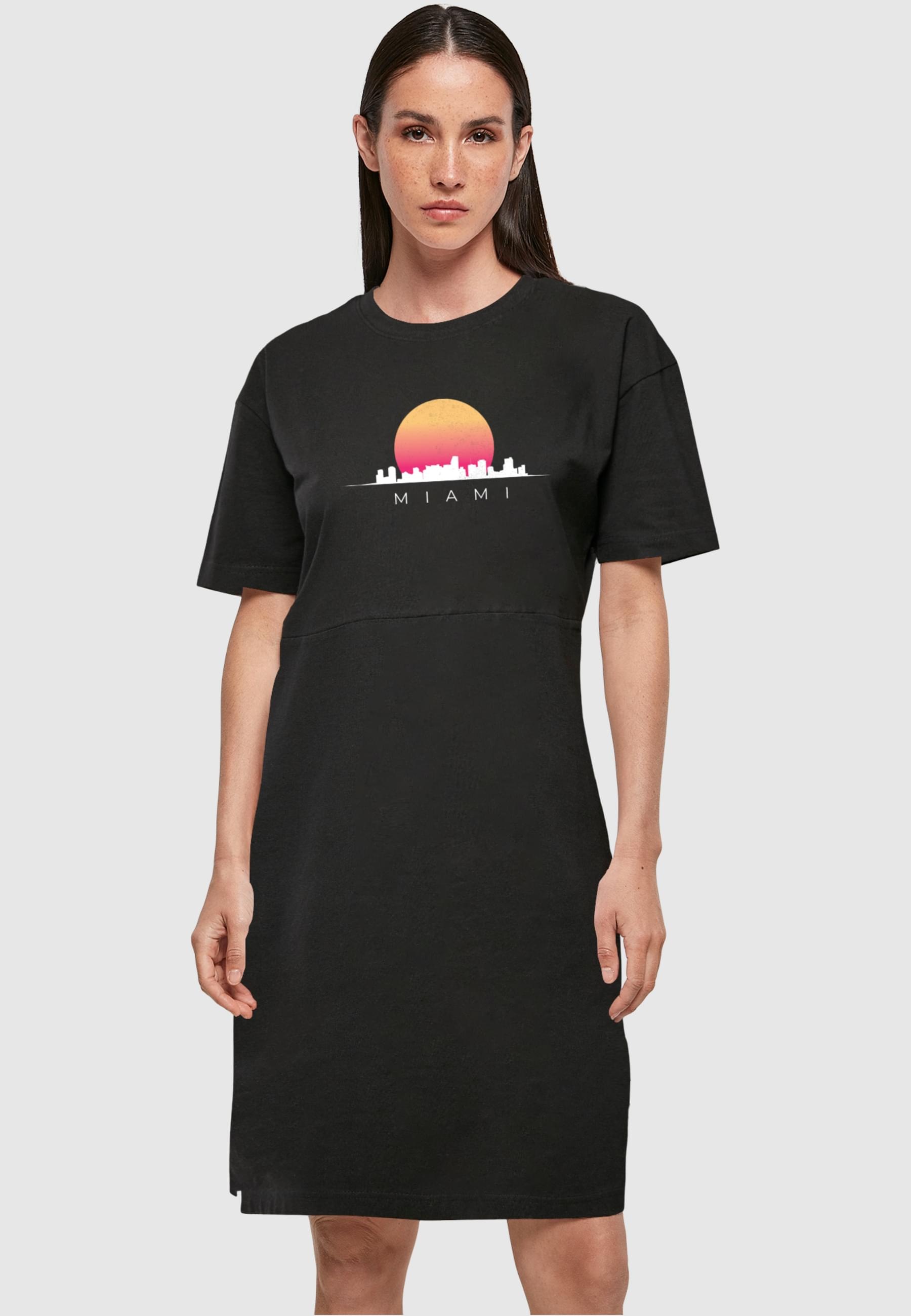 Merchcode Shirtkleid »Merchcode Damen Ladies Miami X Organic Oversized Slit Tee Dress«, (1 tlg.)
