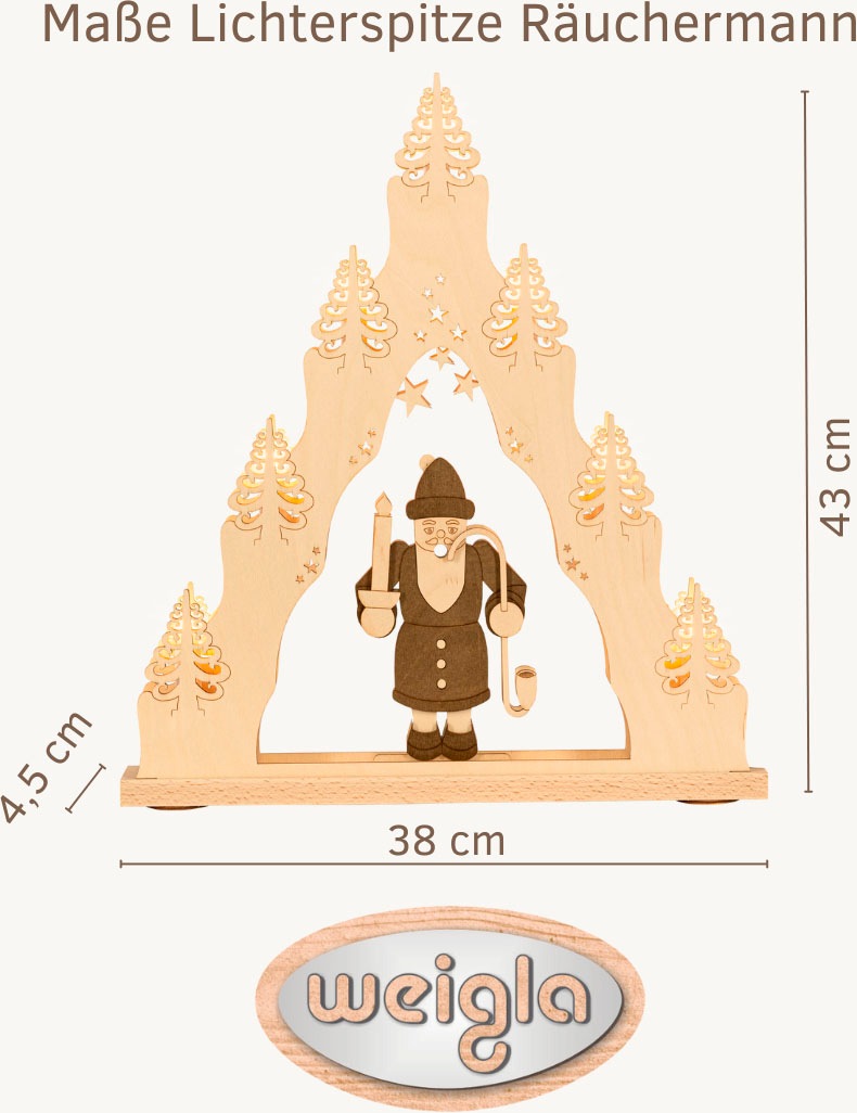 Weigla Schwibbogen "Räuchermann, Lichterspitze aus Holz, NATUR-BRAUN", Erzg günstig online kaufen