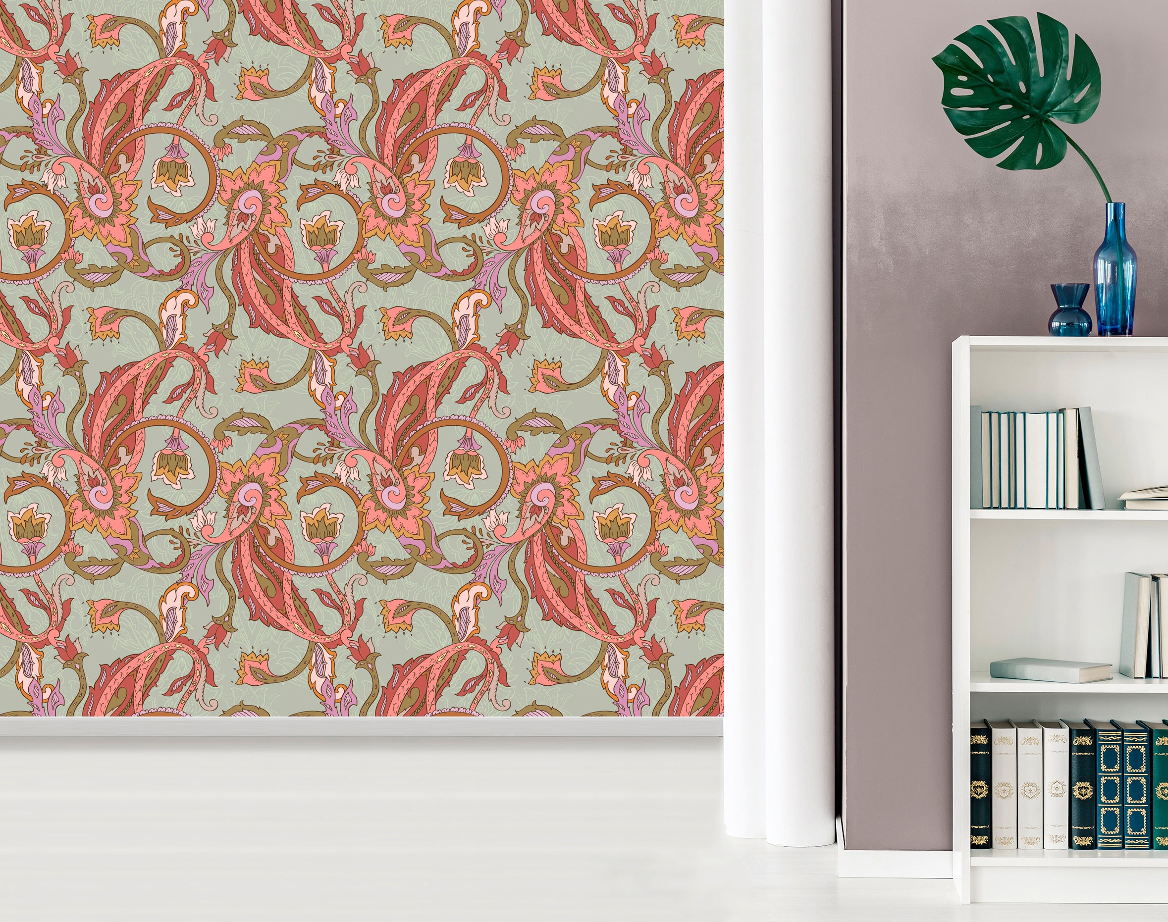 queence Vinyltapete »Jesse«, bedruckt-Motiv-botanisch-floral-gemustert-natürlich, 90x250cm, selbstklebend, kinderleichte Anbringung, Sticker