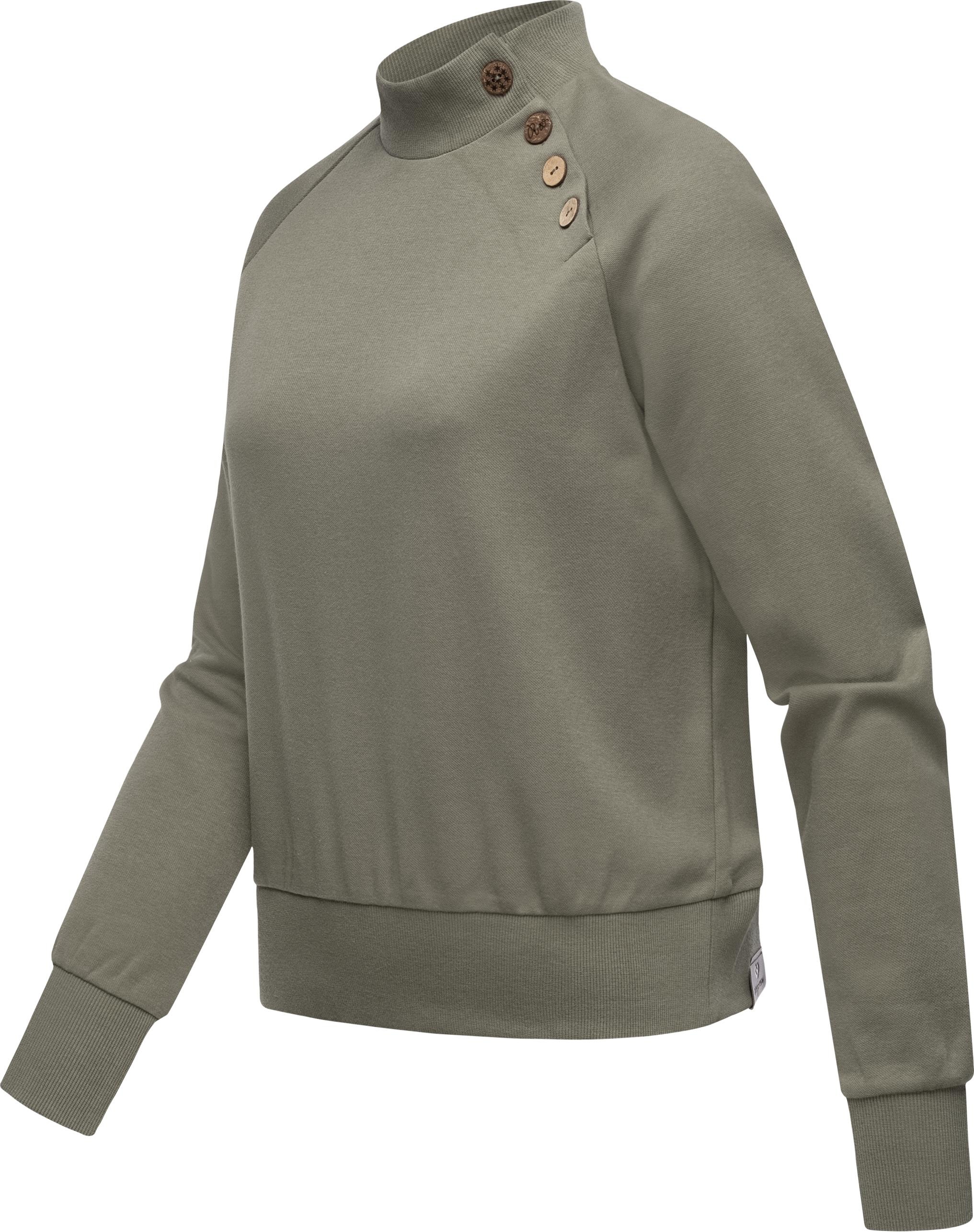 Ragwear Sweatshirt »Majjorka Solid«, Damen Langarmshirt mit Rippbündchen und Zierknöpfen