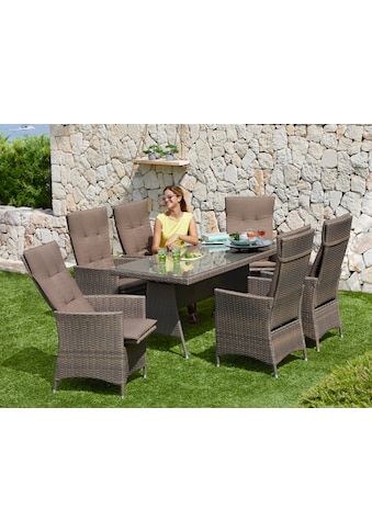 Garten-Essgruppe »Valencia«, (6x verstellbare Relaxsessel, 1x Tisch 150x80 cm, inkl....