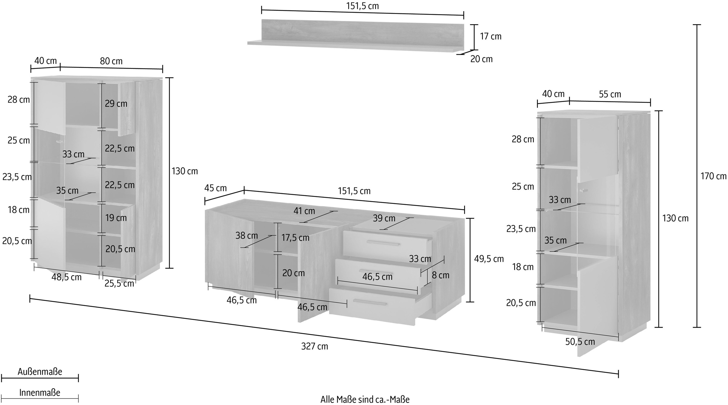 INOSIGN Schrank-Set »LARGO«, (Set, 4 St.), mit Soft-Close-Funktion