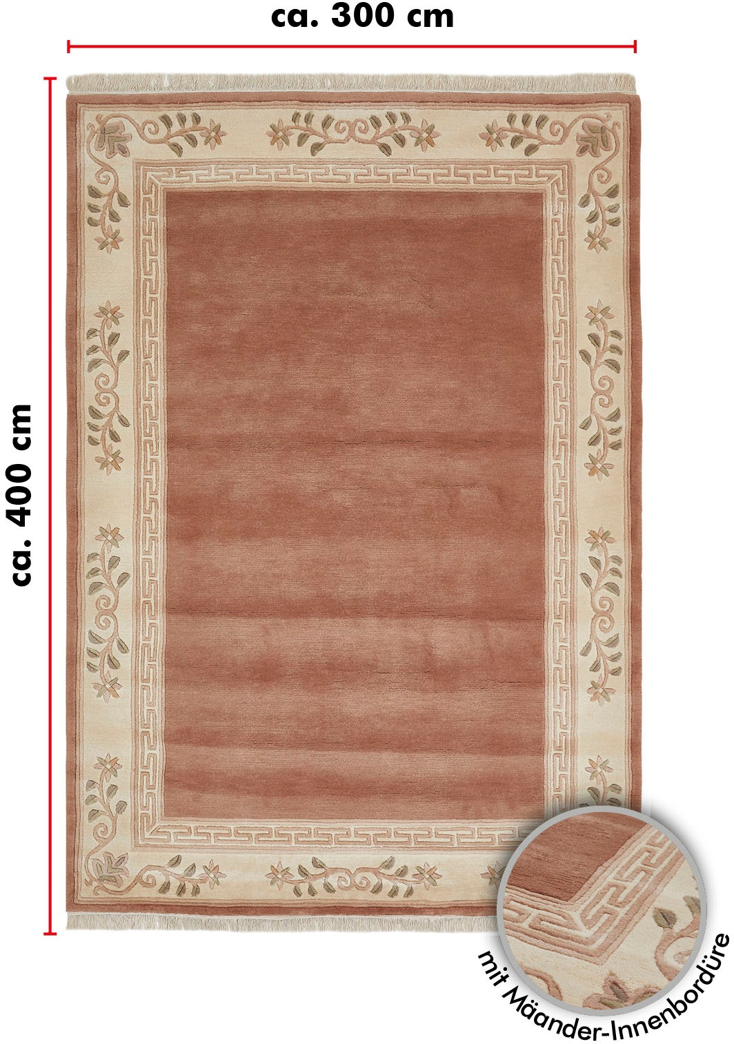 LUXOR living Wollteppich »Adour«, rechteckig, 18 mm Höhe, reine Wolle, handgeknüpft, mit Bordüre und Fransen, Wohnzimmer