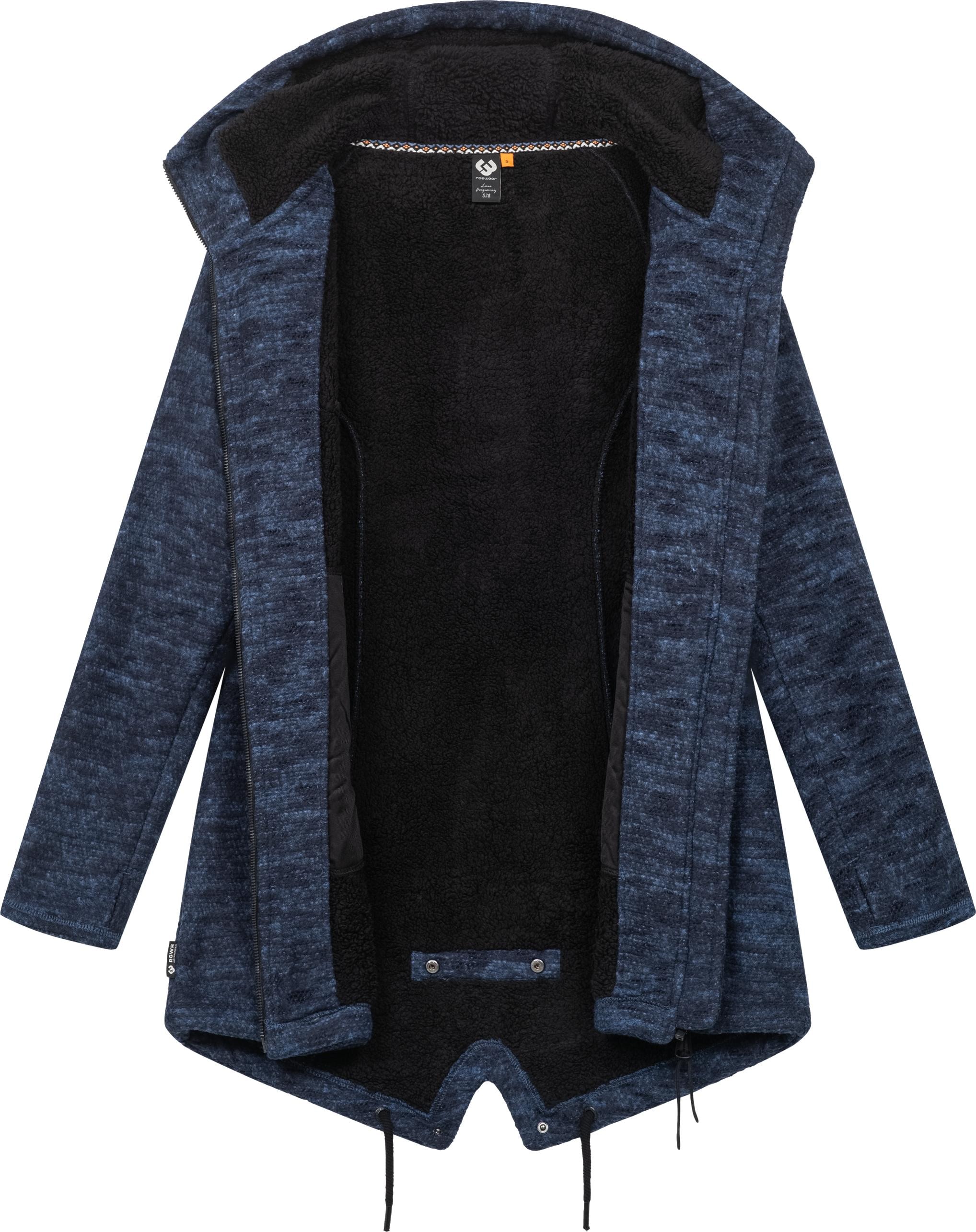 Ragwear Kapuzenstrickjacke »Wingi Melange«, Sportliche Kapuzenjacke mit Teddy-Kunstfell