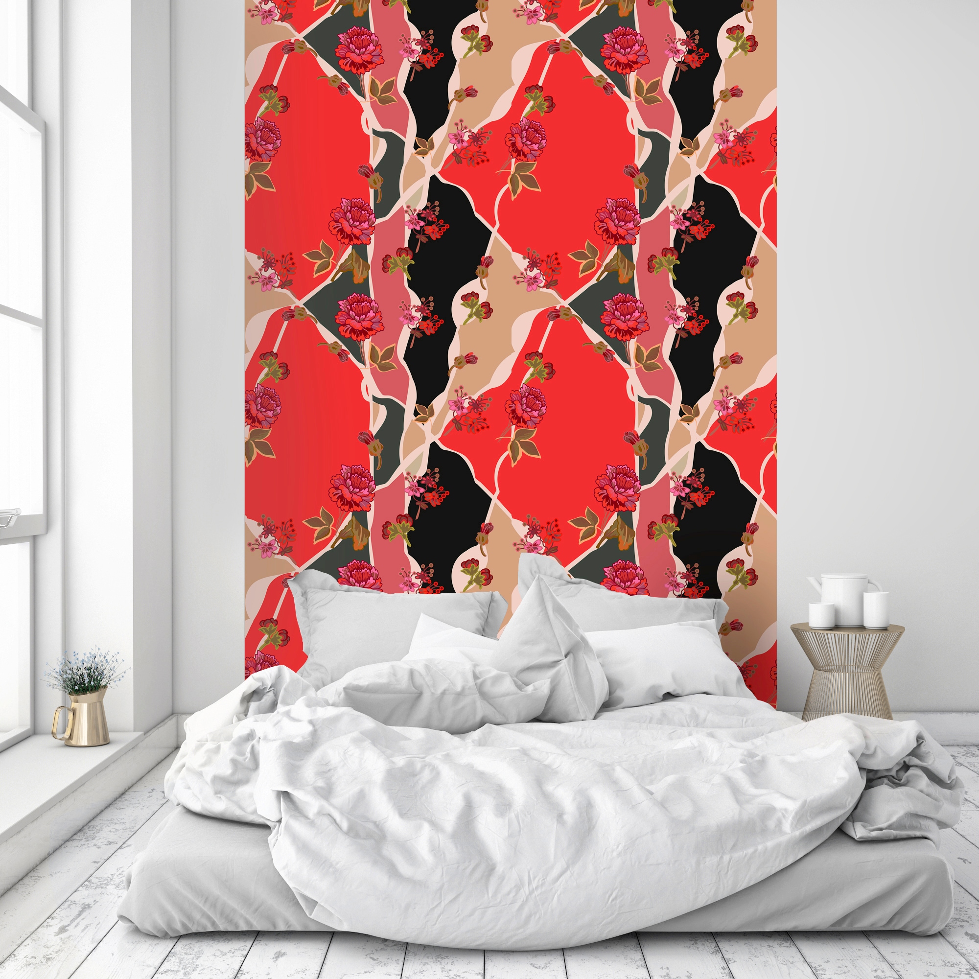 queence Vinyltapete »Mika« Motiv | bedruckt | botanisch | geblümt | gemustert | natürlich glatt 90x250cm, selbstklebend, kinderleichte Anbringung, , Sticker