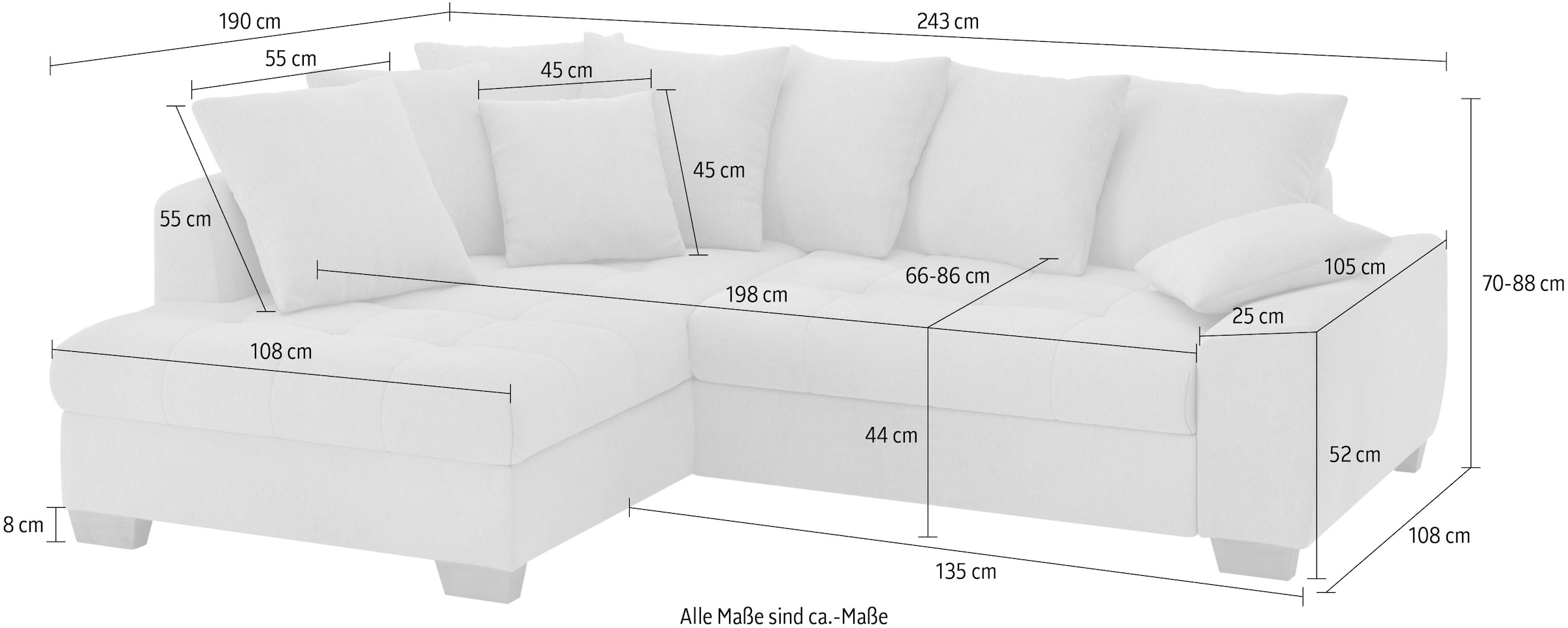 INOSIGN Ecksofa »Nikita II, L-Form«, Wahlweise mit Kaltschaum, EasyBett, Bettkasten